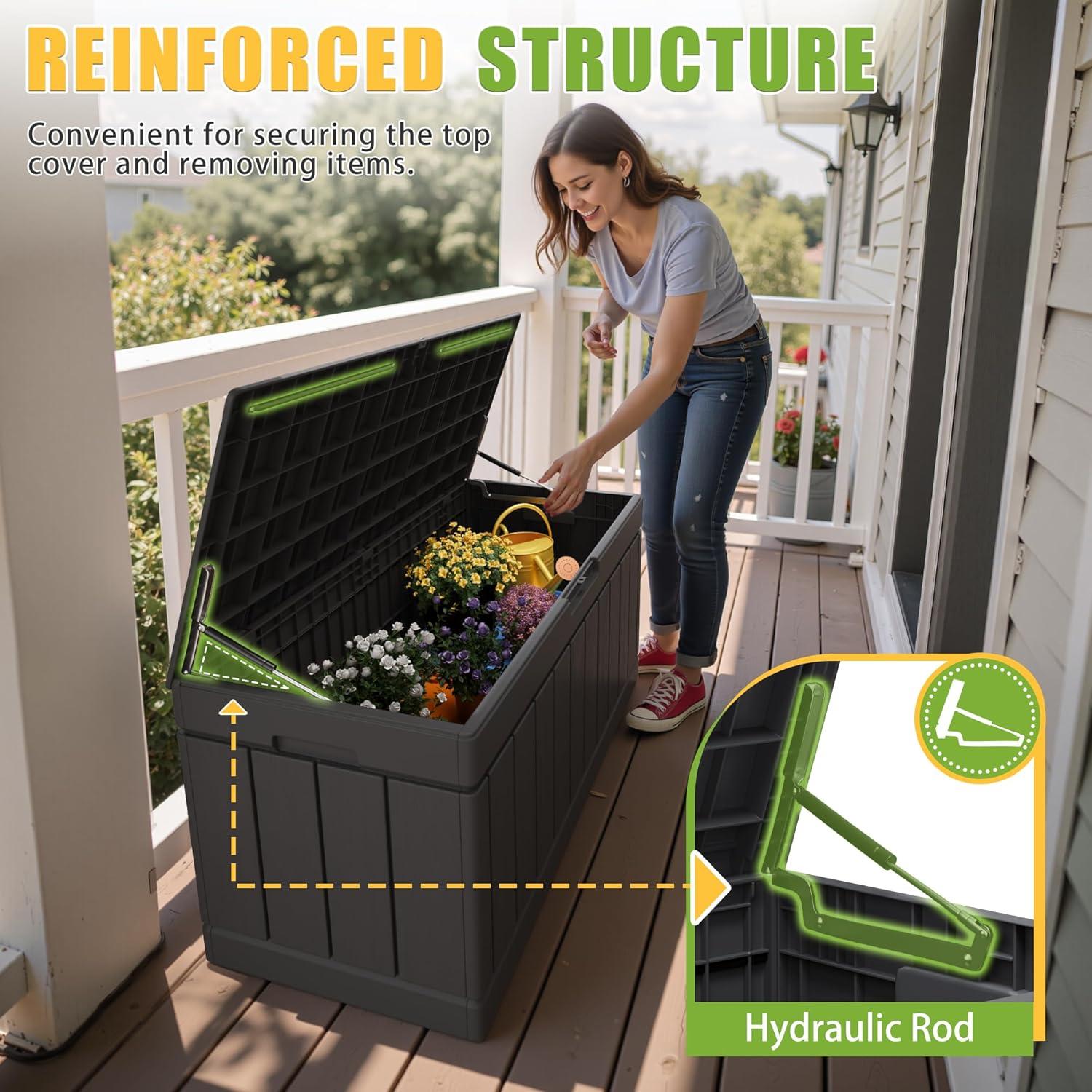 Caja de Almacenamiento Exterior Greesum 310L Negra con Cerradura