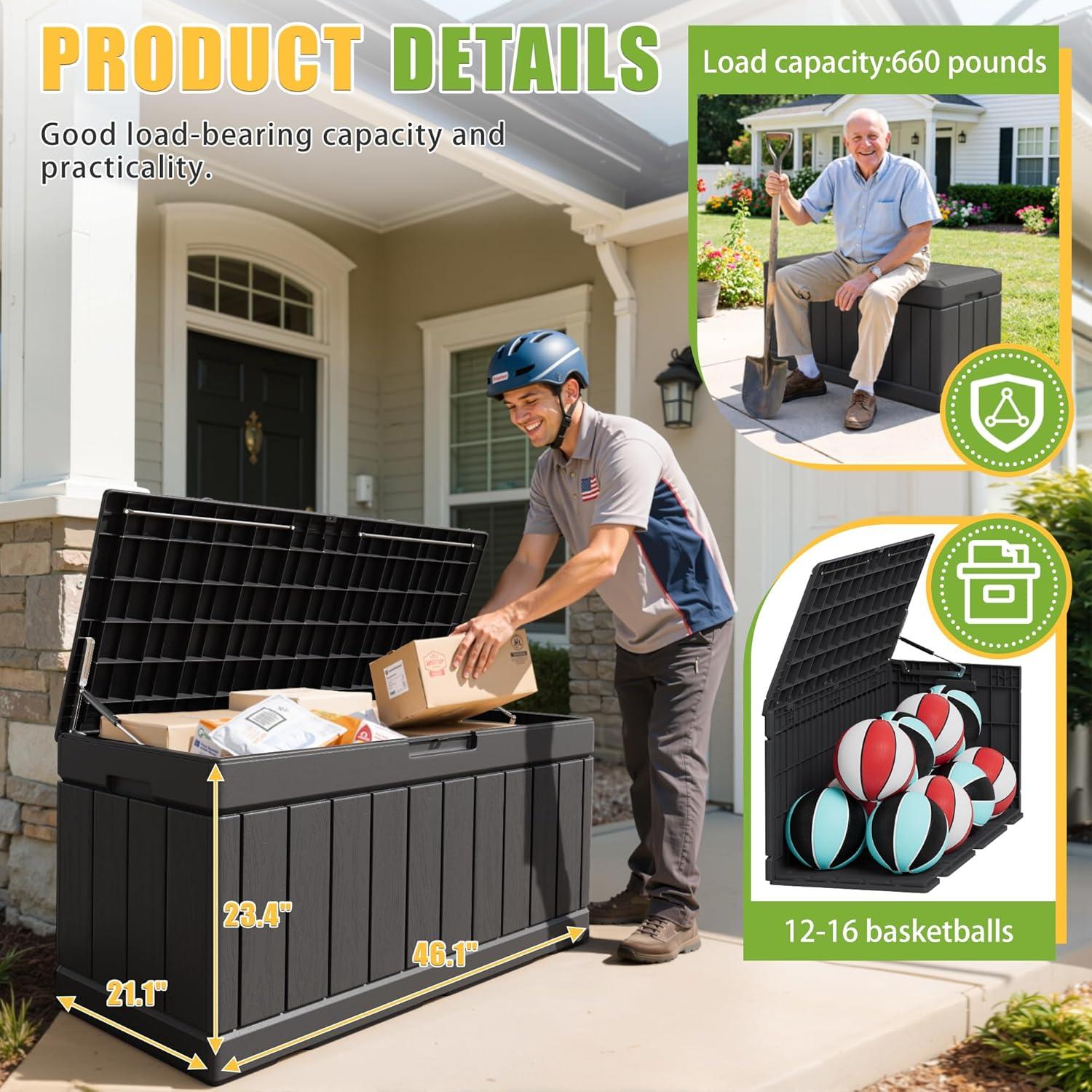 Caja de Almacenamiento Exterior Greesum 310L Negra con Cerradura