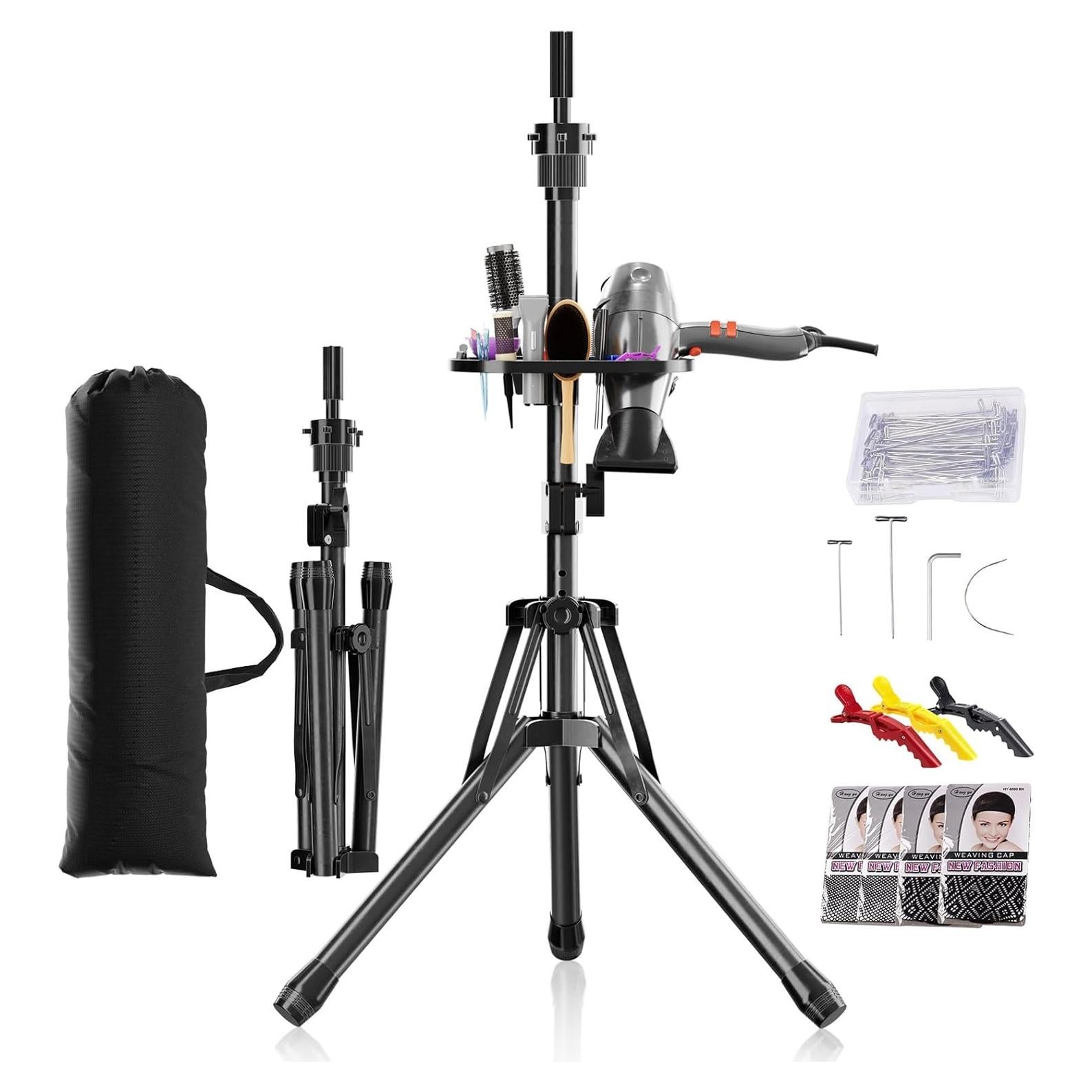 Soporte de Peluca Tripode Reforzado EBLIKI Ajustable 31-57 cm