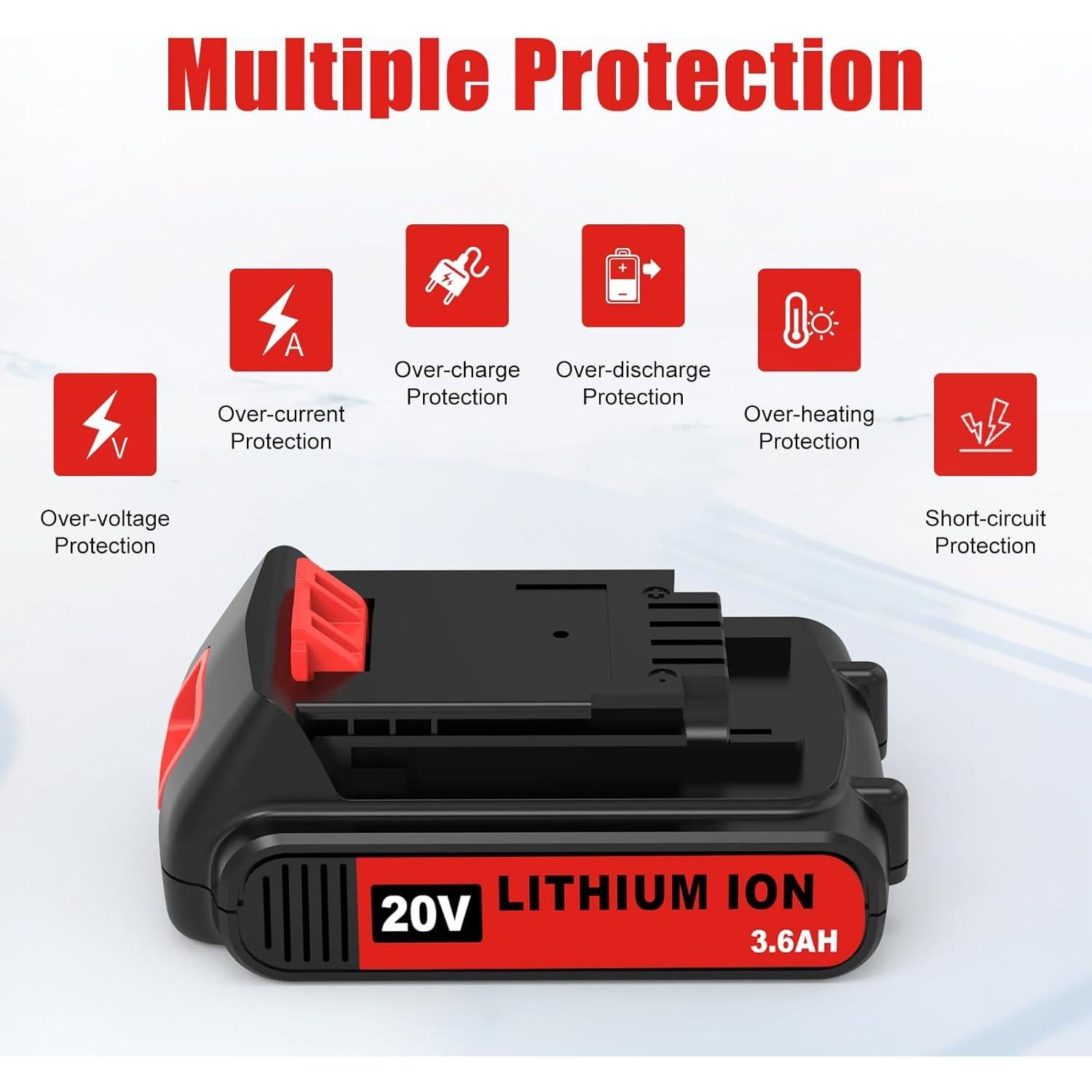 Paquete de 2 Baterías de 3600mAh para Black & Decker 20V