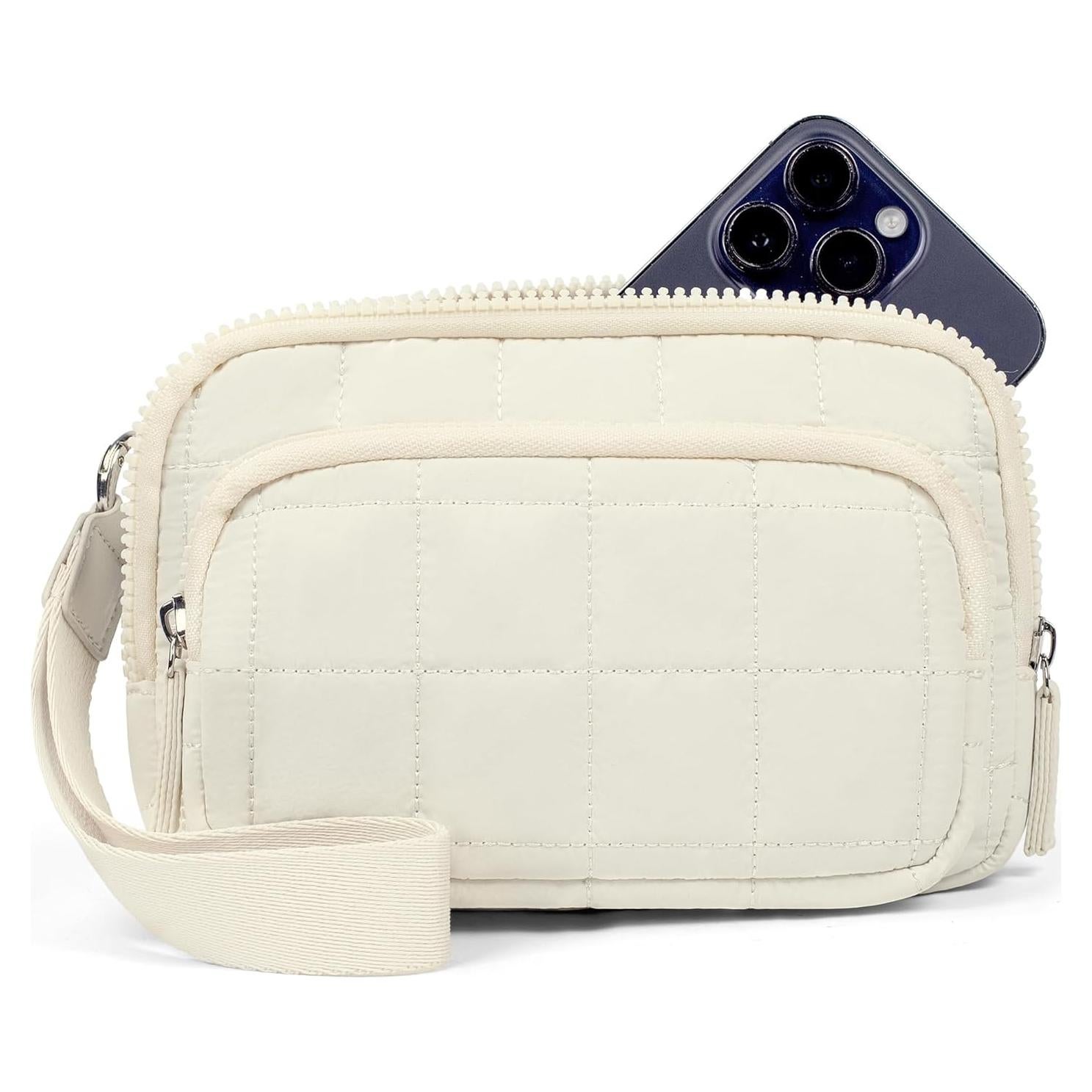 Cartera de Muñeca VONAL Beige Acolchada con 3 Bolsillos y RFID