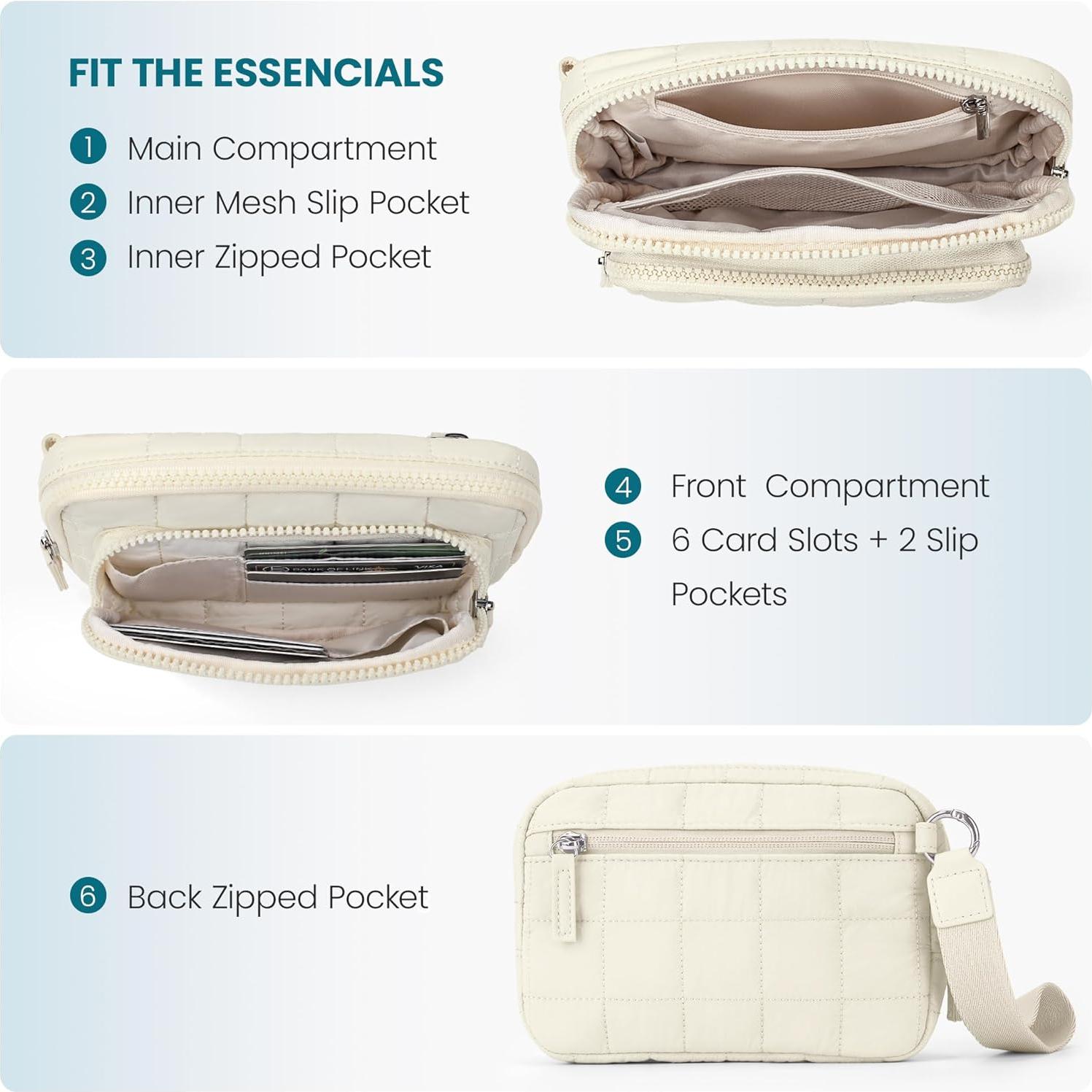 Cartera de Muñeca VONAL Beige Acolchada con 3 Bolsillos y RFID