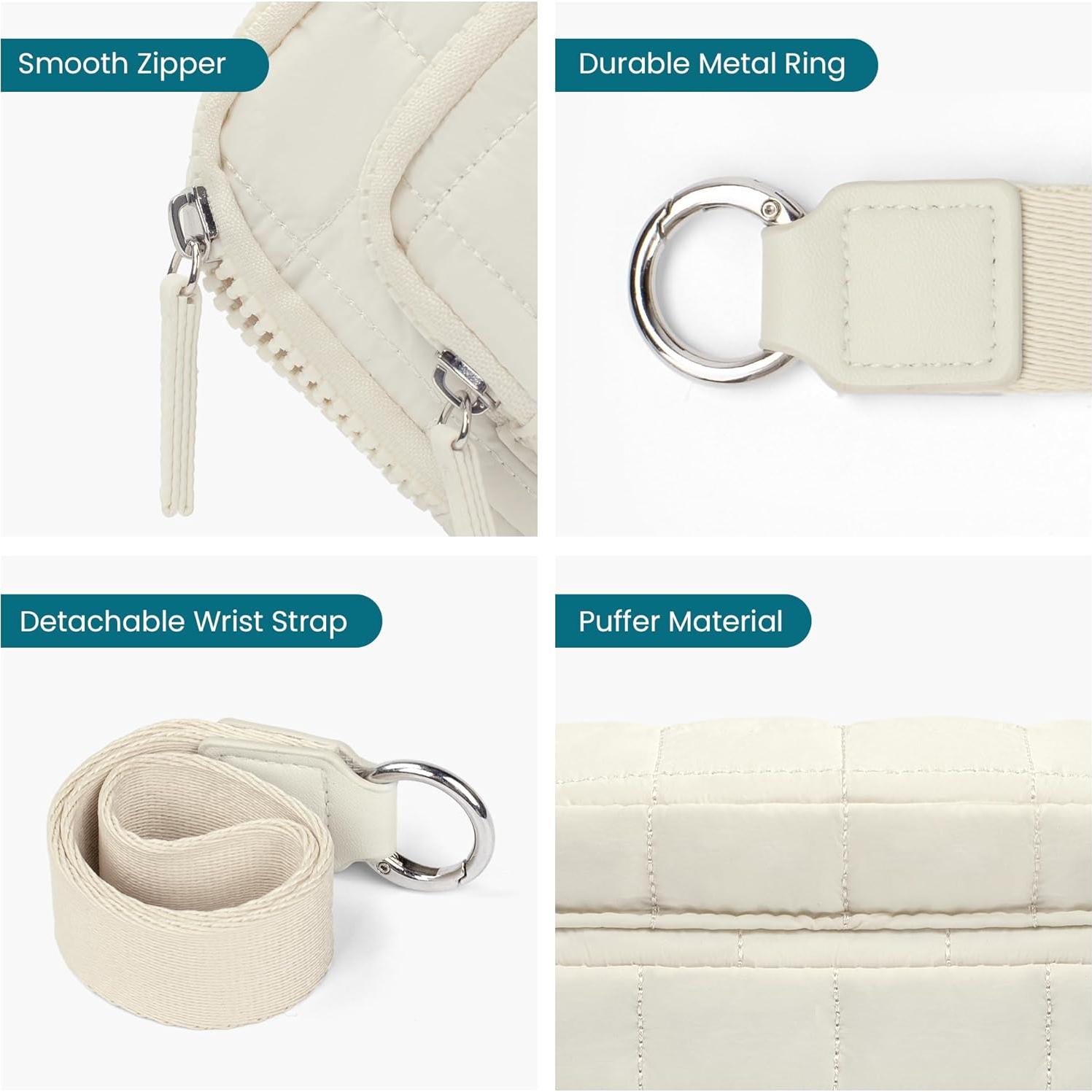 Cartera de Muñeca VONAL Beige Acolchada con 3 Bolsillos y RFID