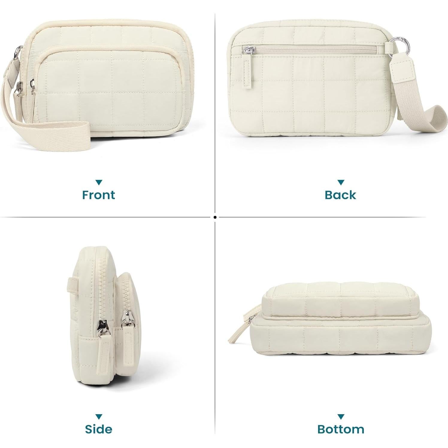 Cartera de Muñeca VONAL Beige Acolchada con 3 Bolsillos y RFID