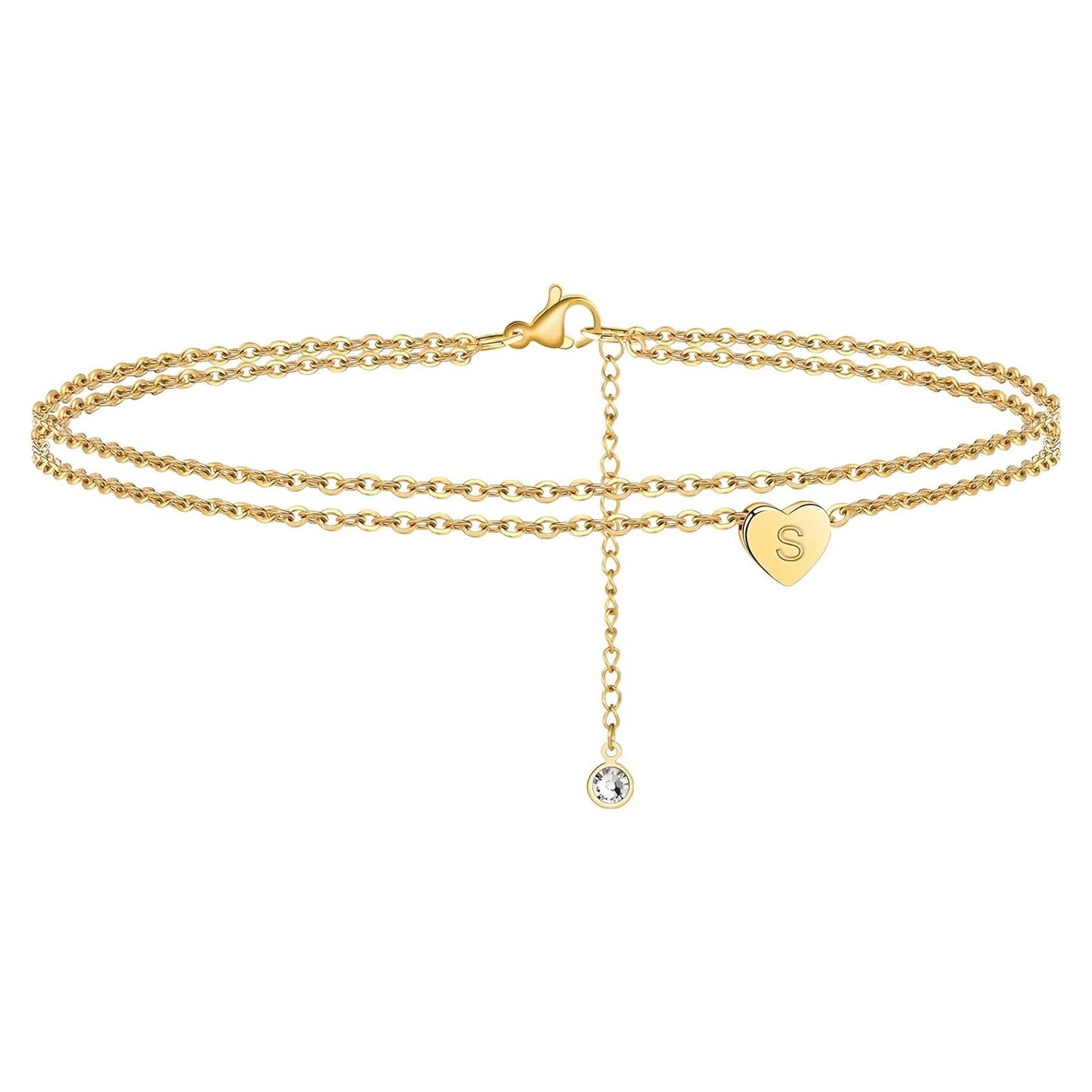 Brazalete de Tobillo Ursteel con Inicial en Oro 14K para Mujeres