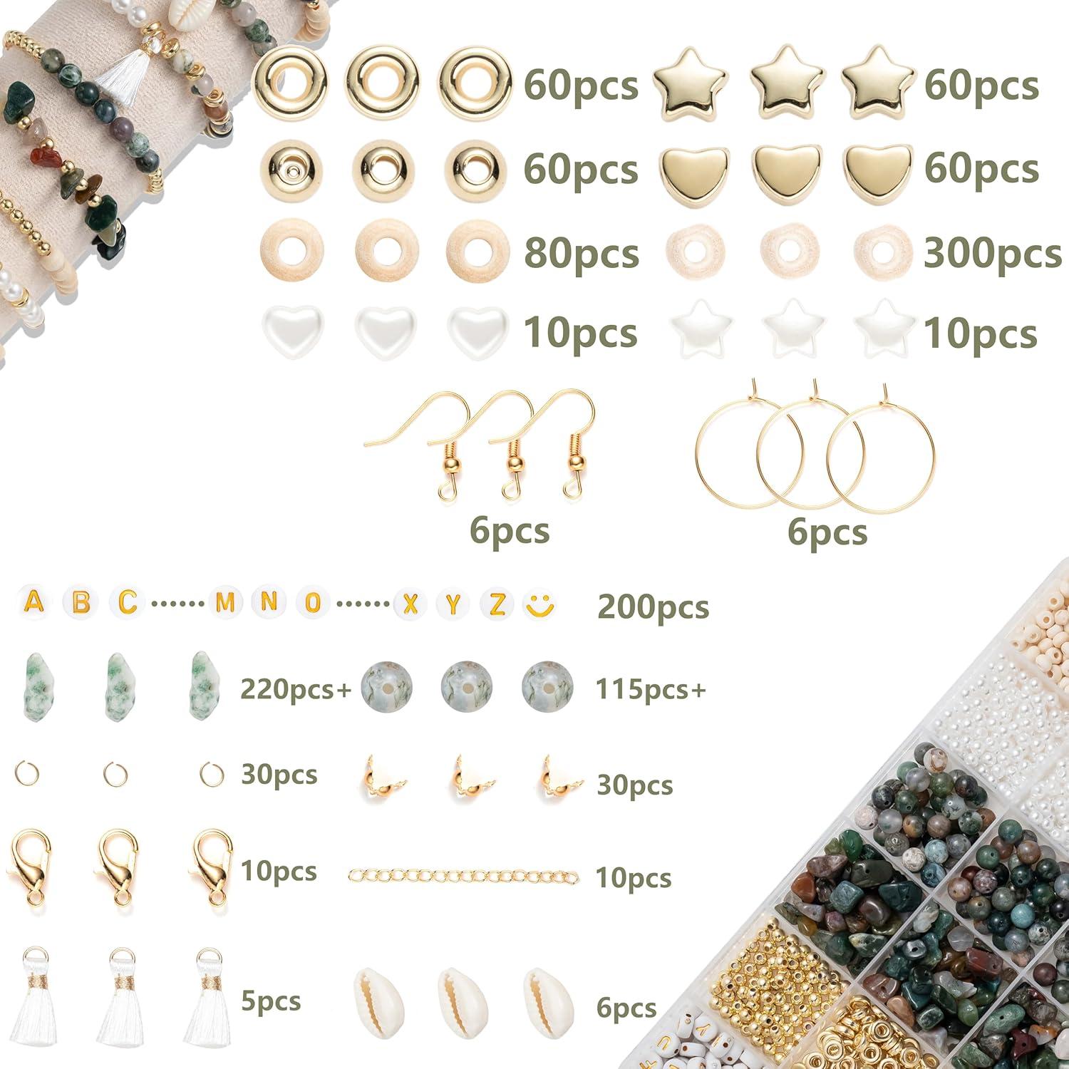 Kit de Fabricación de Joyas Xylise con Cuentas Naturales Ágata 335 Piezas