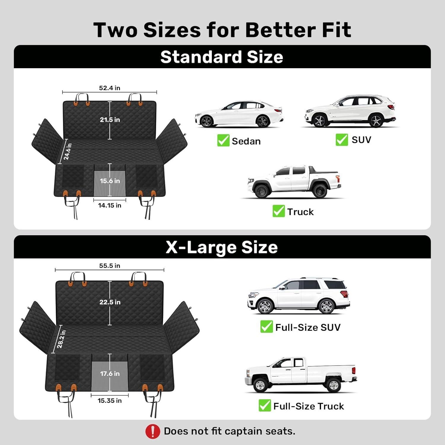 Cubierta de Asiento para Perros Zanch XL Negra Impermeable