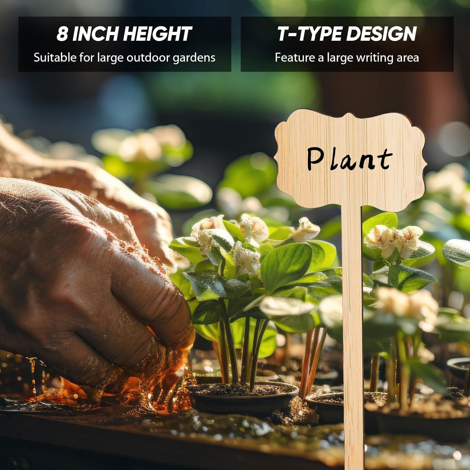 50 Etiquetas de Planta de Bambú Jingmore 20.32 cm Impermeables