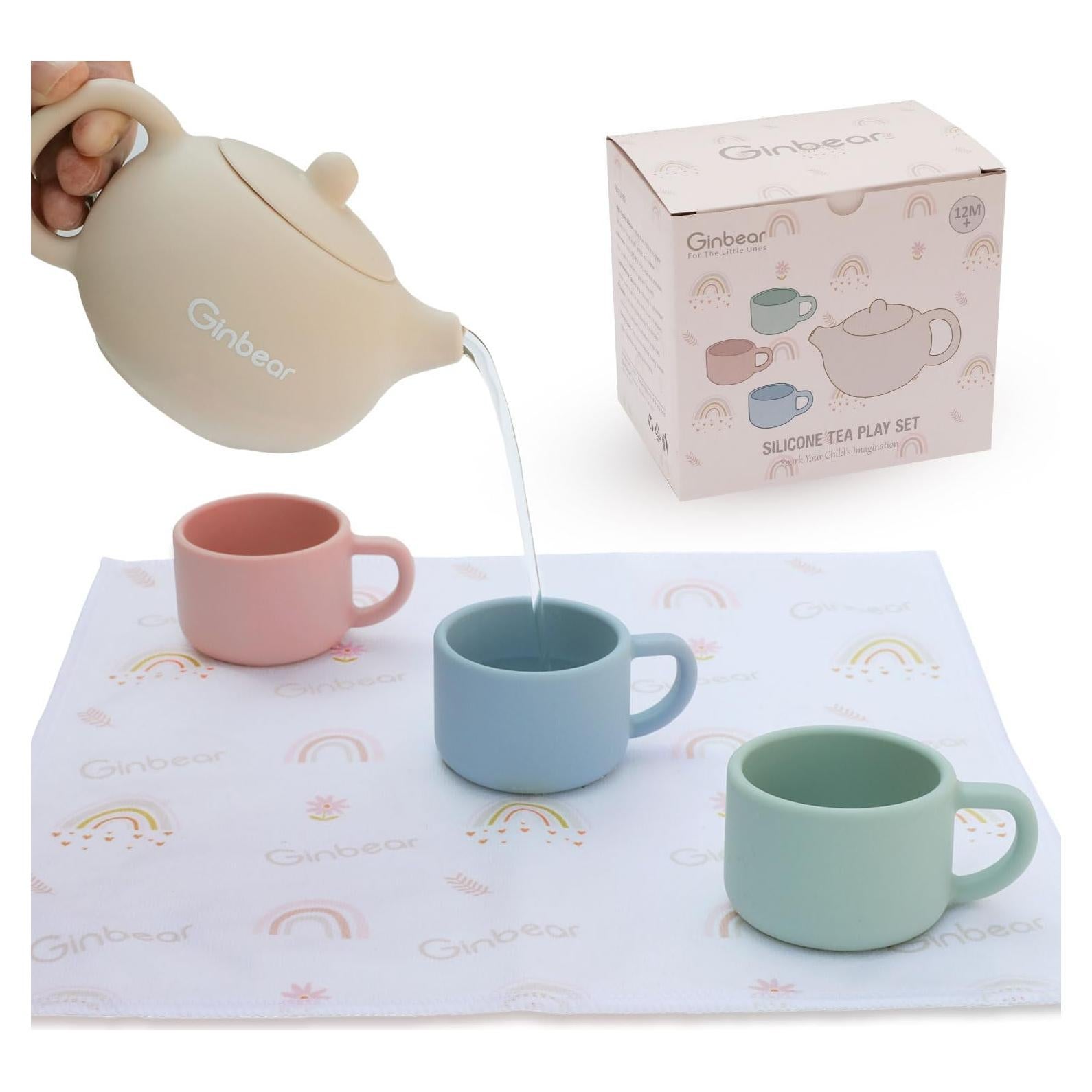 Juego de Té de Silicona Ginbear para Niños 12-60 Meses