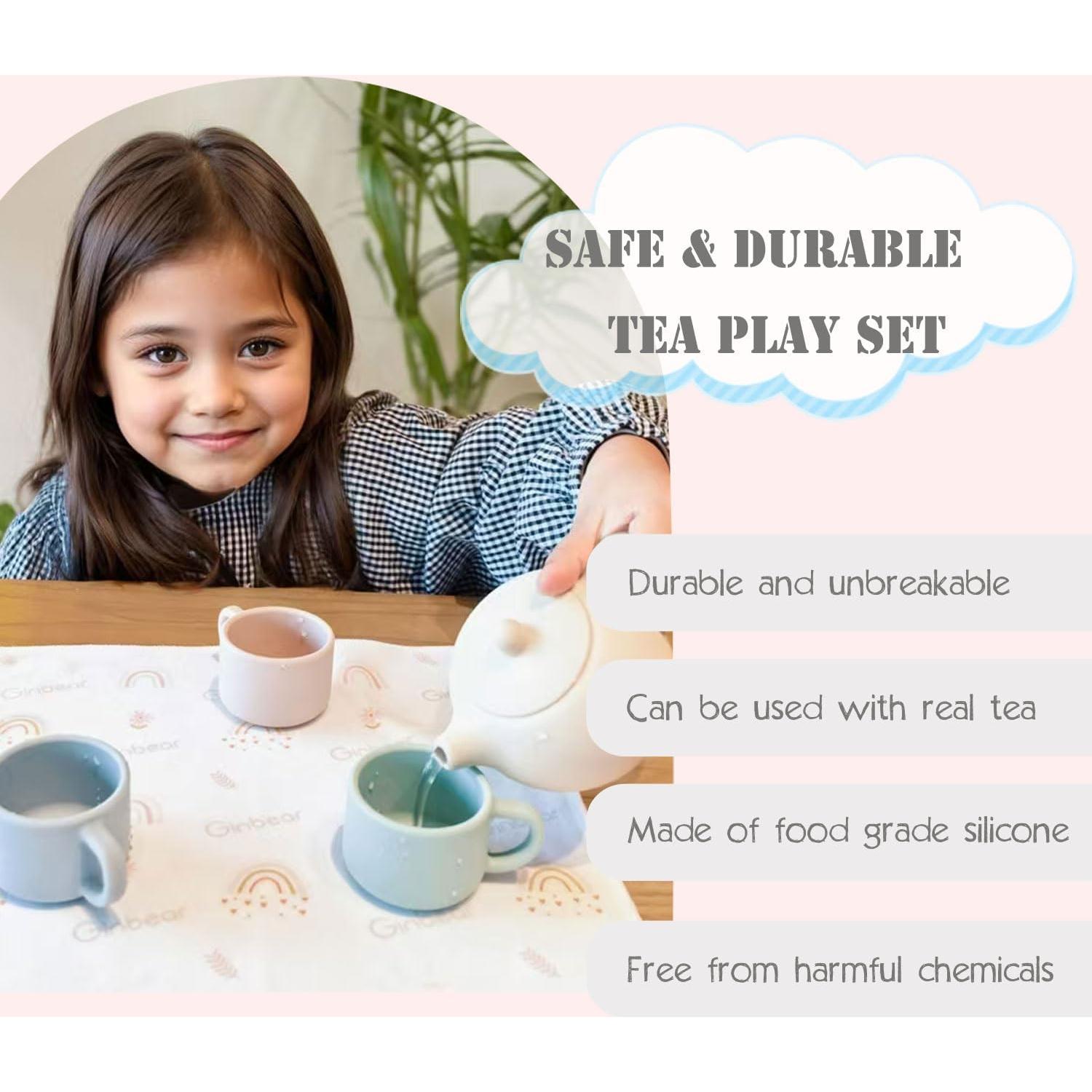 Juego de Té de Silicona Ginbear para Niños 12-60 Meses