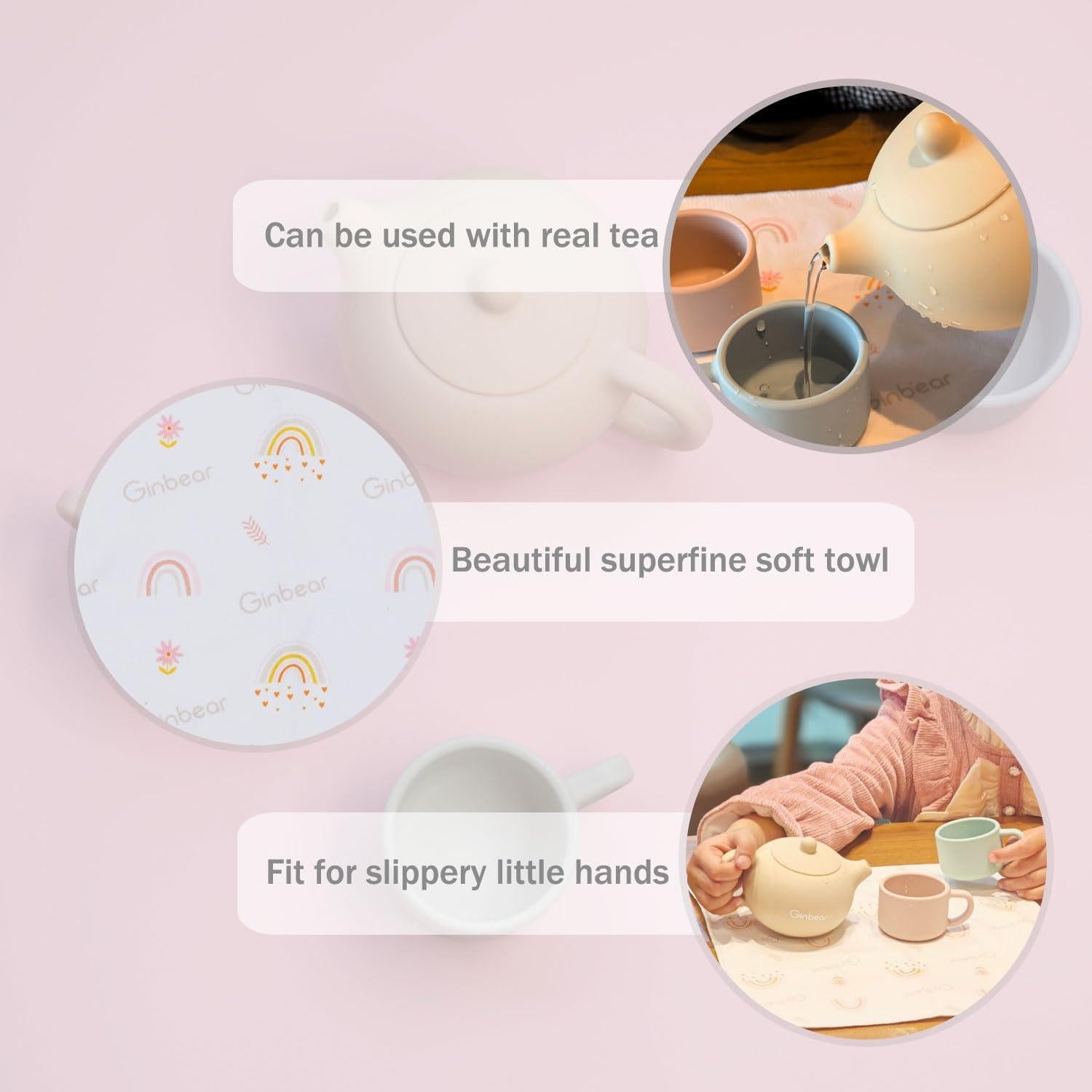 Juego de Té de Silicona Ginbear para Niños 12-60 Meses