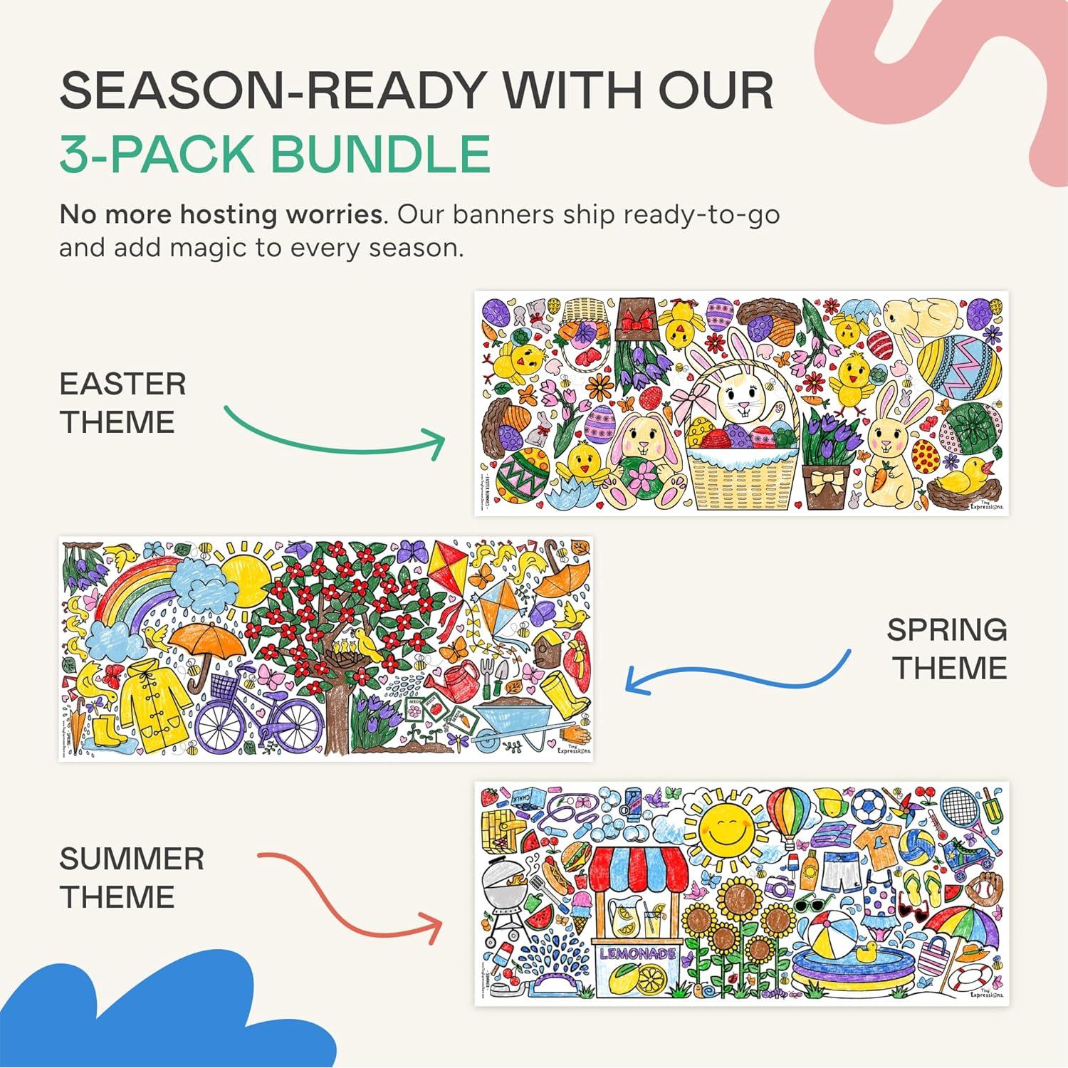 Paquete de 3 Manteles para Colorear Estacionales - Expresiones Pequeñas