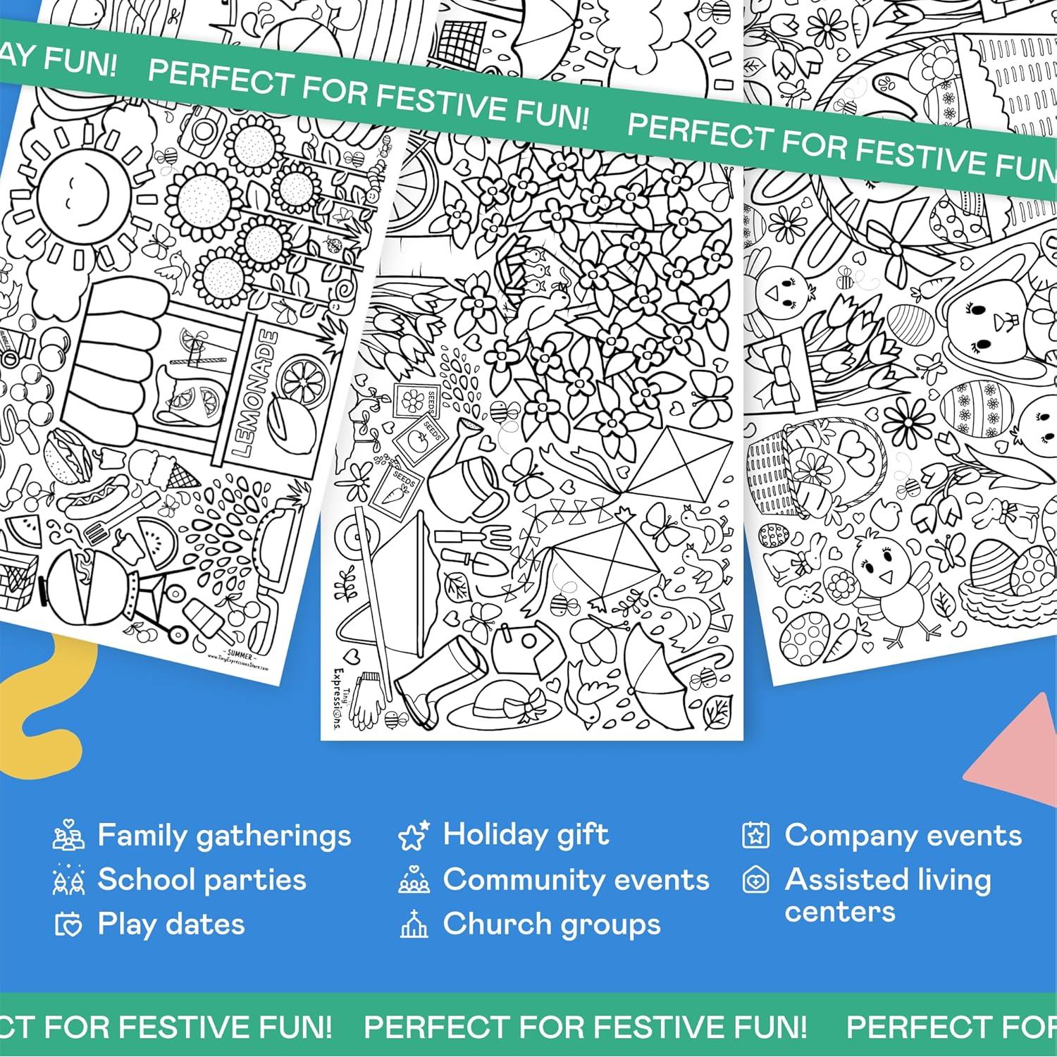 Paquete de 3 Manteles para Colorear Estacionales - Expresiones Pequeñas