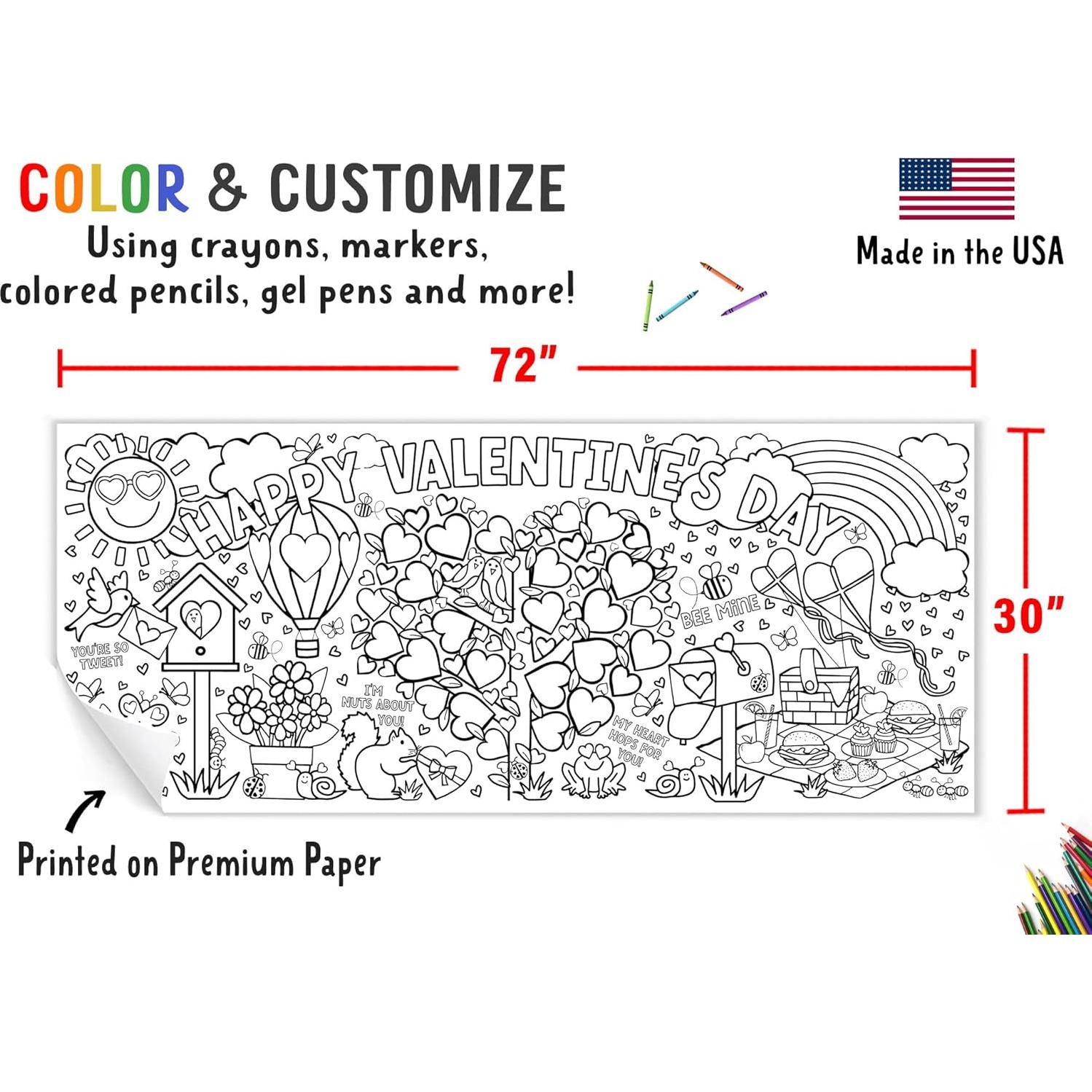 Mantel para Colorear San Valentín Tiny Expressions 76.2x182.9cm