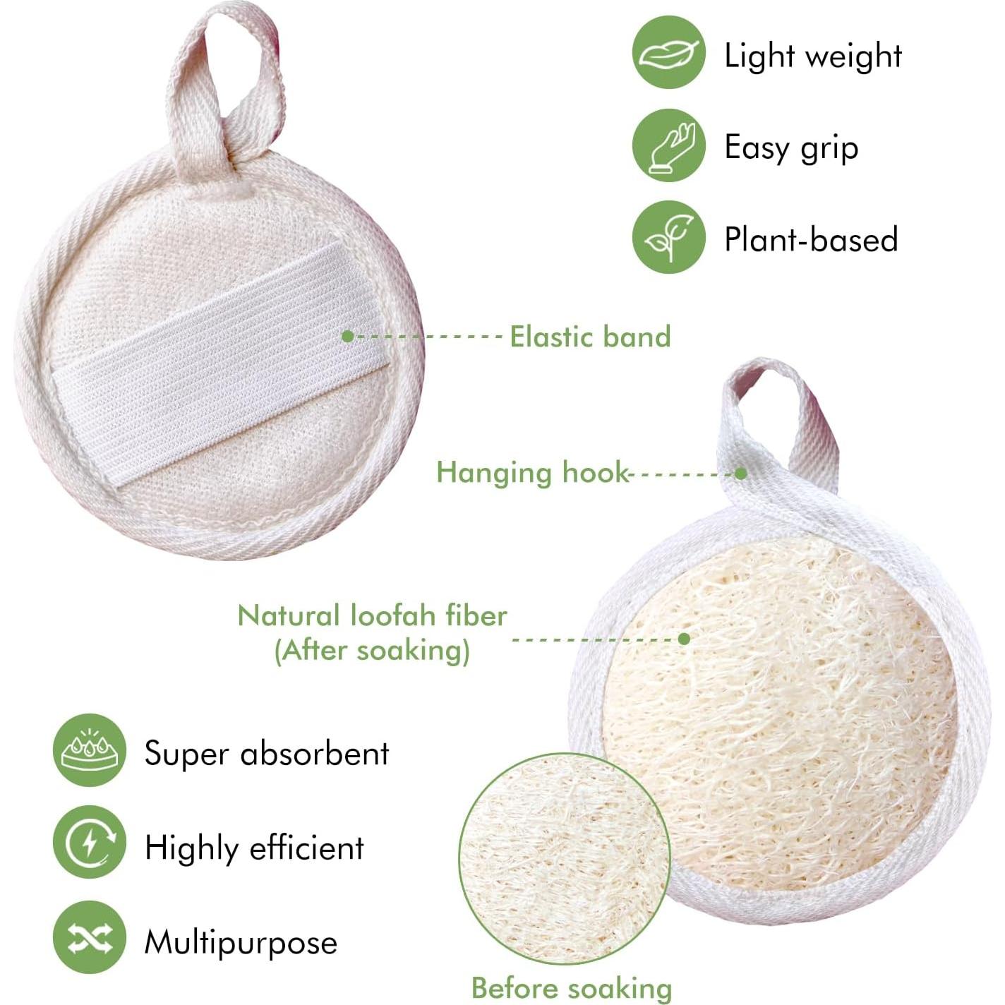 Paquete de 12 Esponjas Exfoliantes de Lufa Natural 8cm