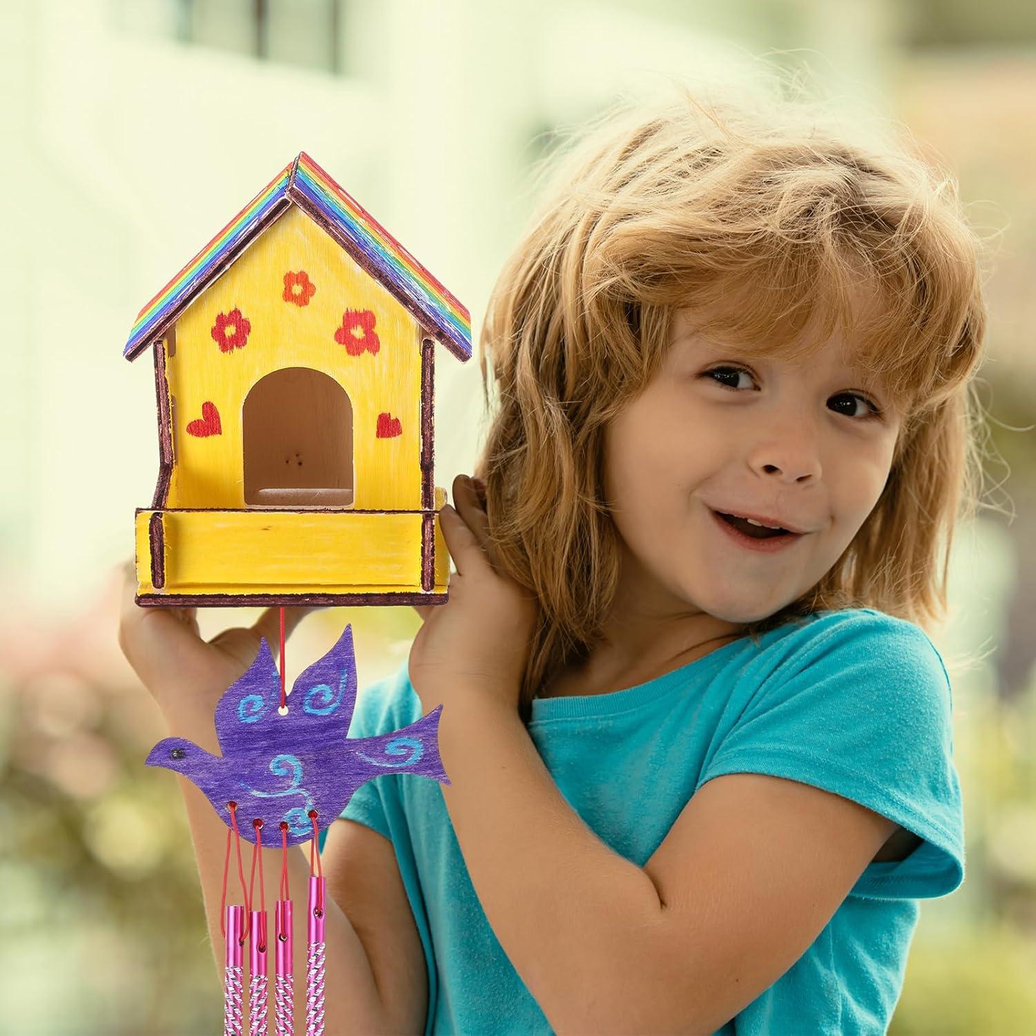 Kit de Manualidades Feifeiya: 12 Casas de Pájaros para Pintar