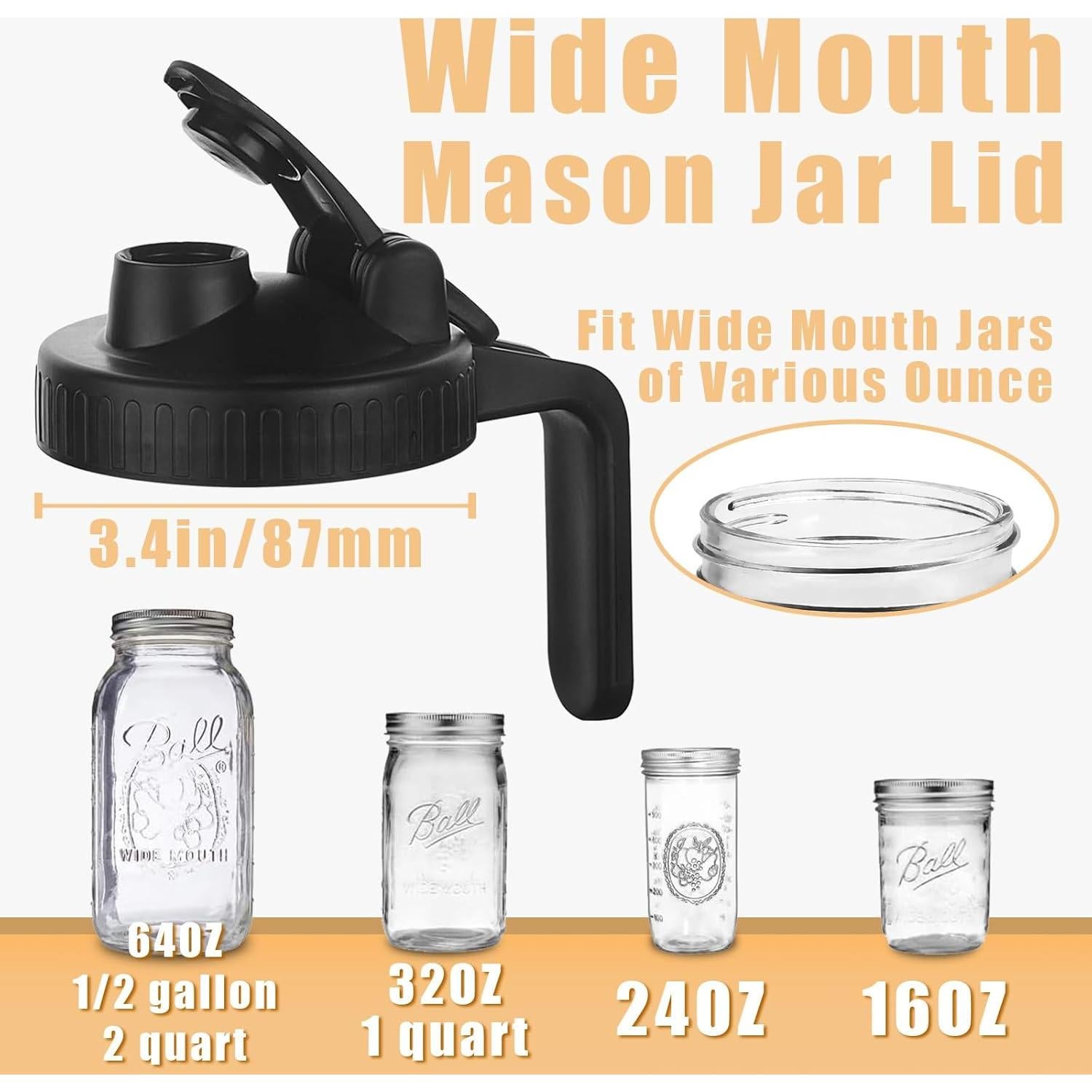 Tapa de vertido FyndraX para frascos Mason de boca ancha - 2 unidades