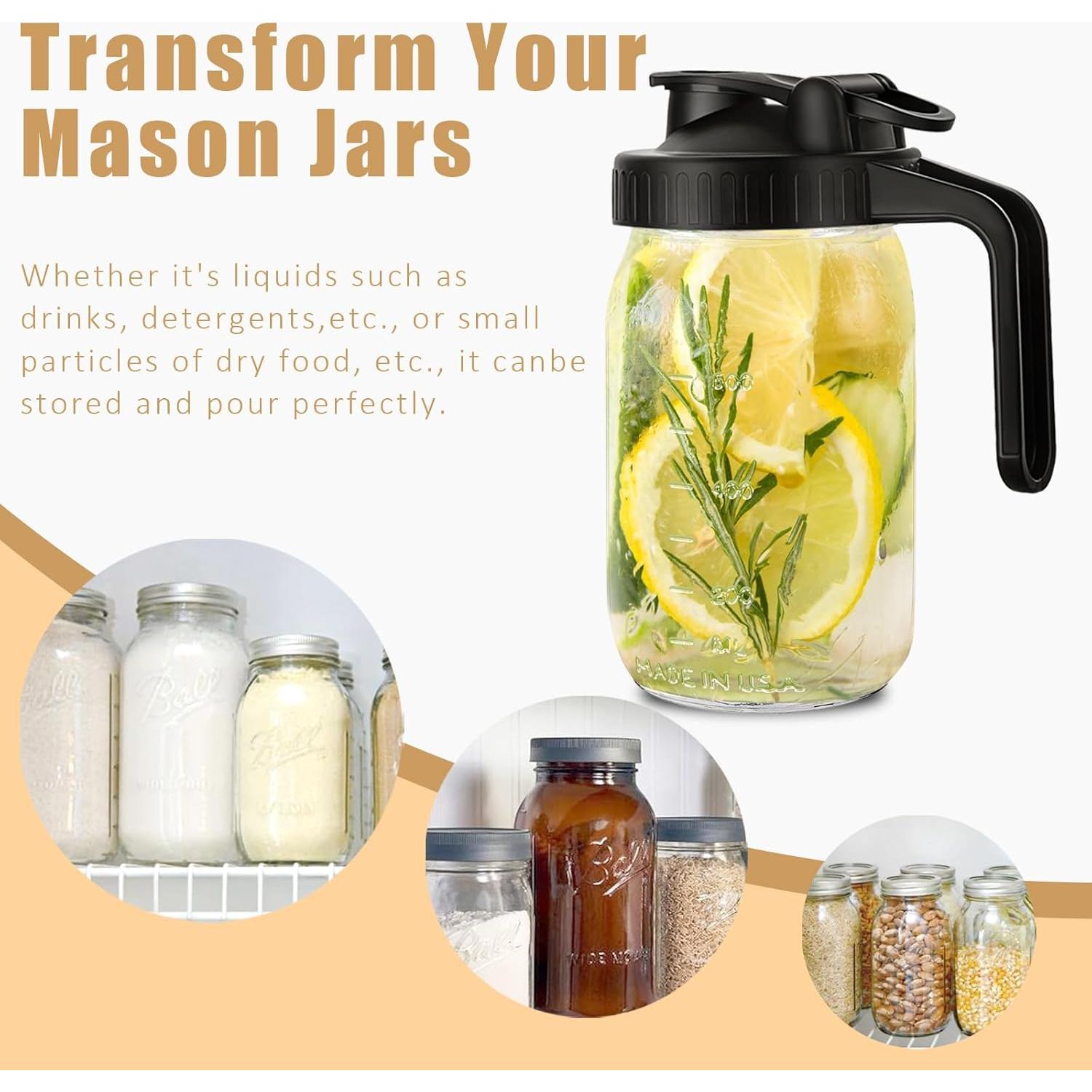 Tapa de vertido FyndraX para frascos Mason de boca ancha - 2 unidades