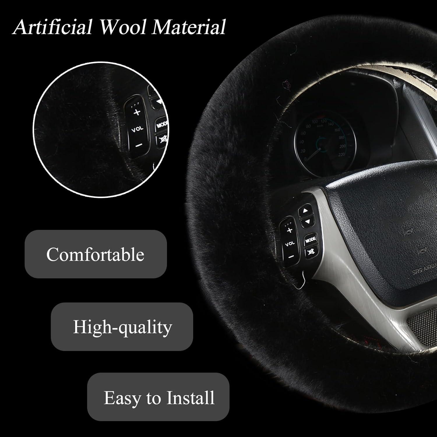 Conjunto de 9 Accesorios de Coche Esponjosos WenMei Negro