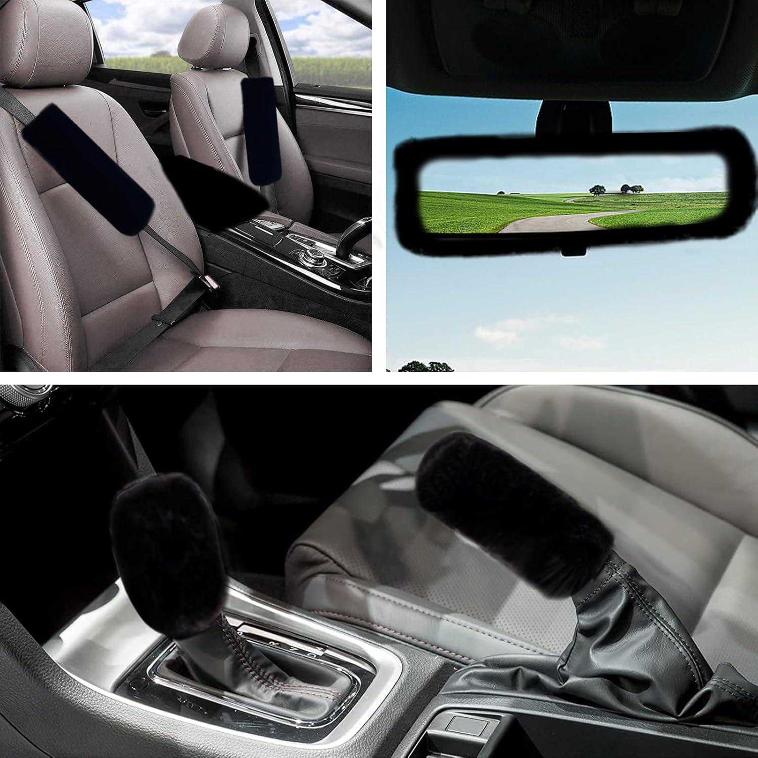 Conjunto de 9 Accesorios de Coche Esponjosos WenMei Negro