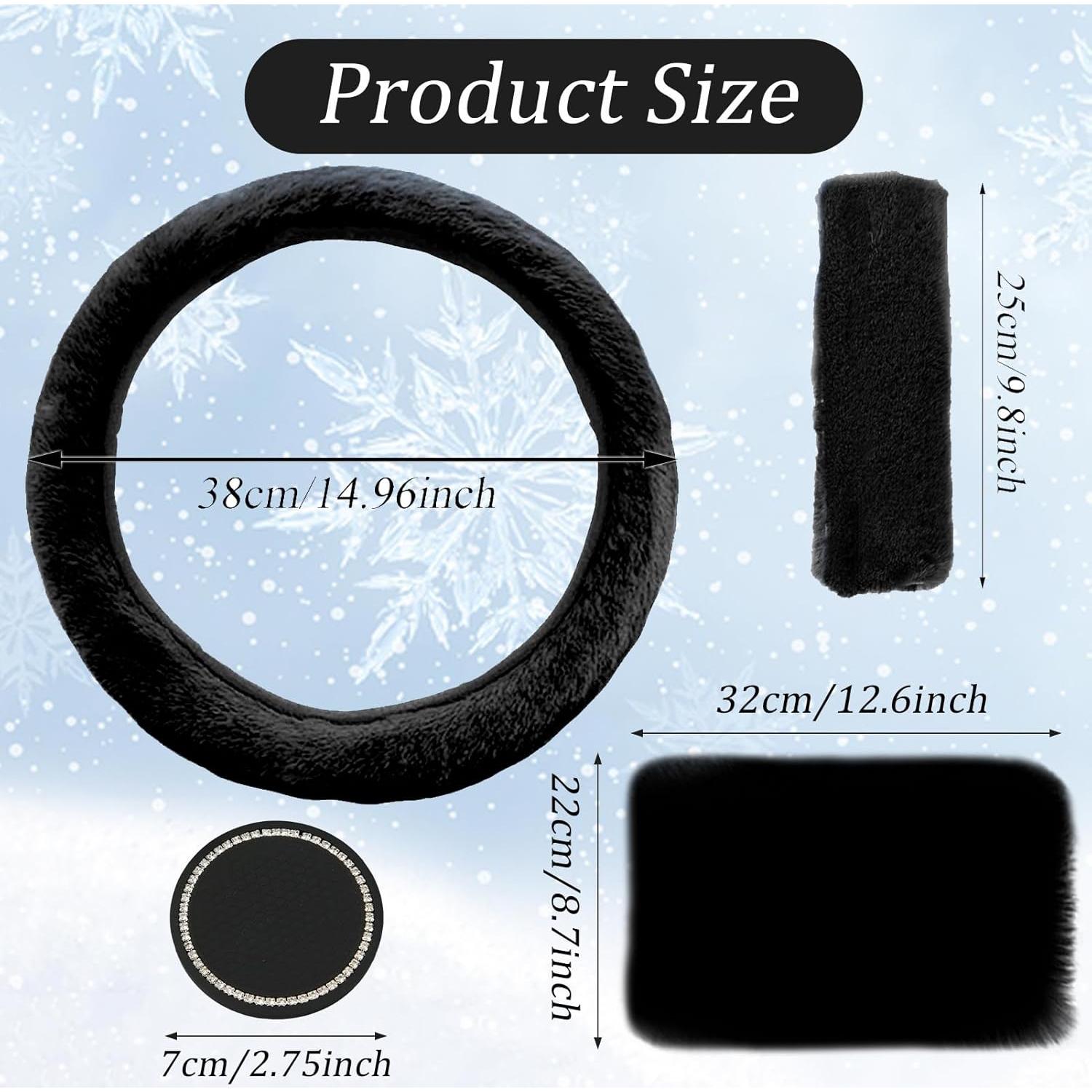 Conjunto de 9 Accesorios de Coche Esponjosos WenMei Negro