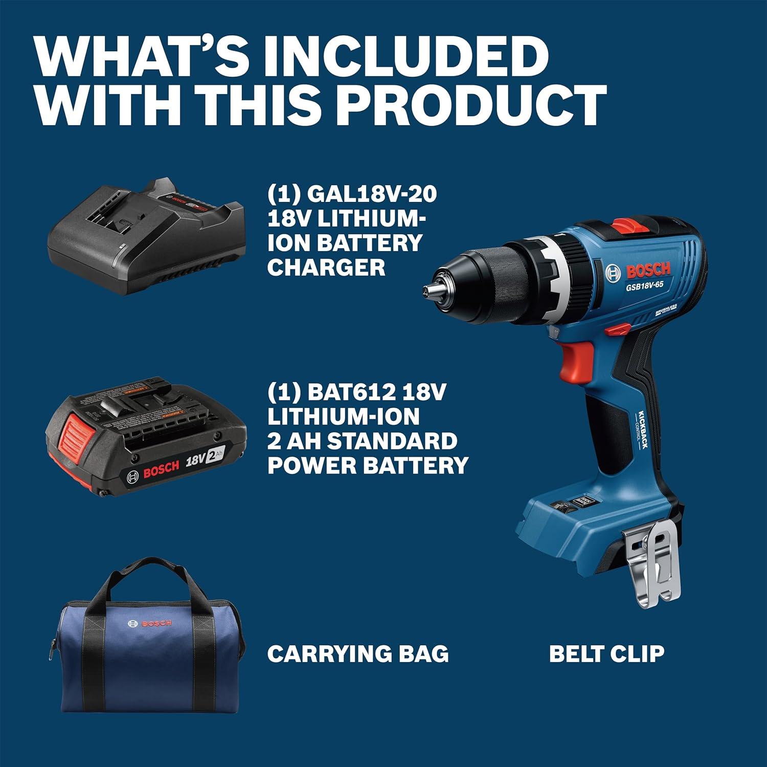 Taladro Atornillador de Percusión Bosch GSB18V-65B12 18V