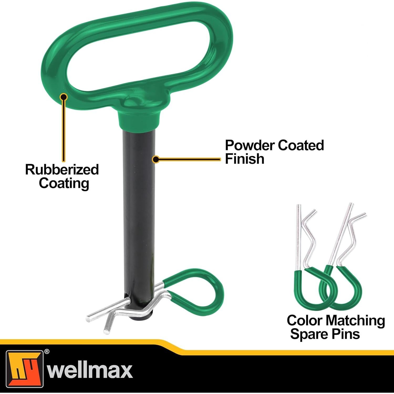 Pasador de Enganche Wellmax 5/8" x 11.4 cm con 4 Clips R Verde