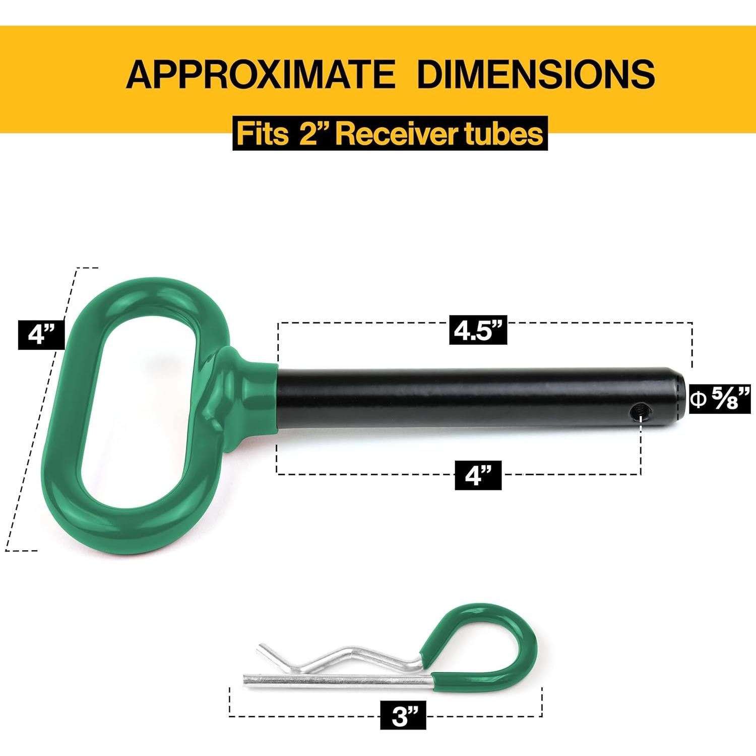Pasador de Enganche Wellmax 5/8" x 11.4 cm con 4 Clips R Verde
