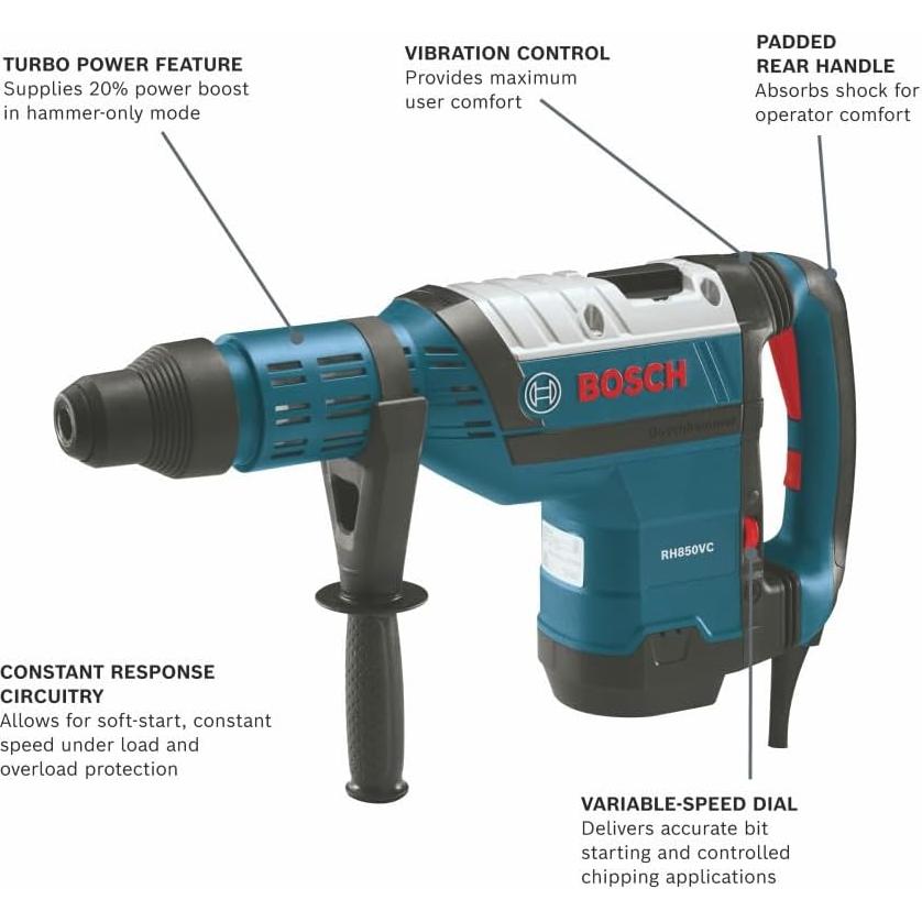 Martillo Combinado Bosch RH850VC 850W 12.1kg SDS-max