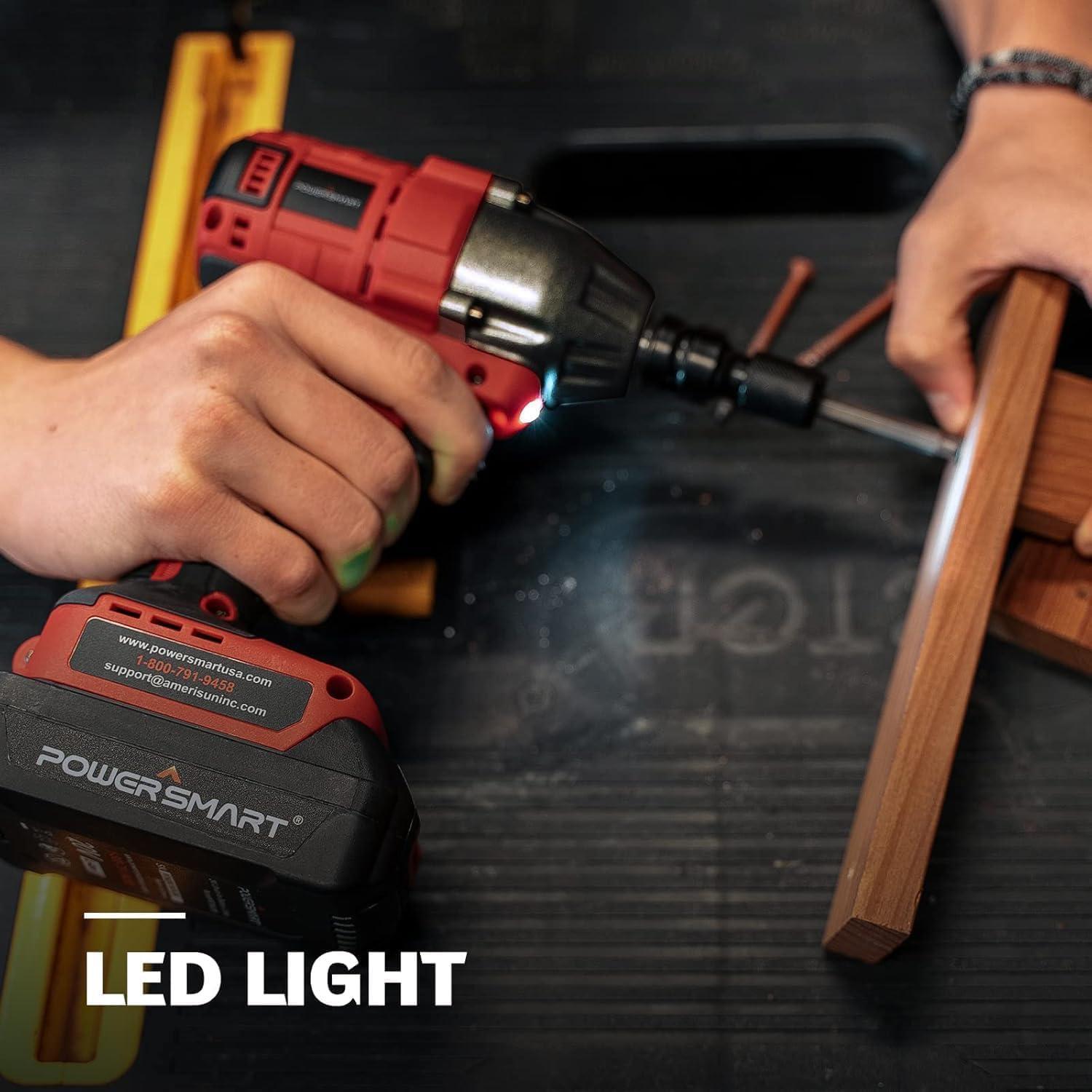 Destornillador de impacto inalámbrico PowerSmart 20V 2.0Ah 265 lb-ft