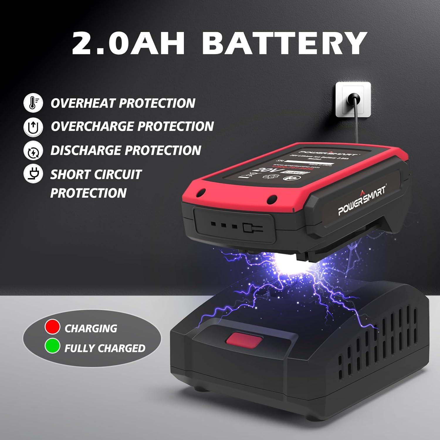 Destornillador de impacto inalámbrico PowerSmart 20V 2.0Ah 265 lb-ft