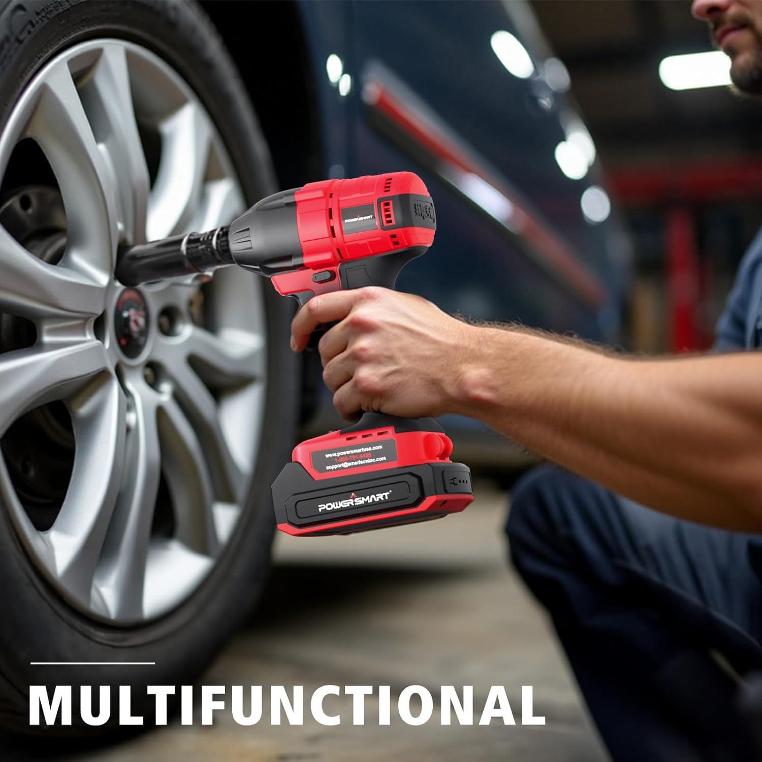 Destornillador de impacto inalámbrico PowerSmart 20V 2.0Ah 265 lb-ft