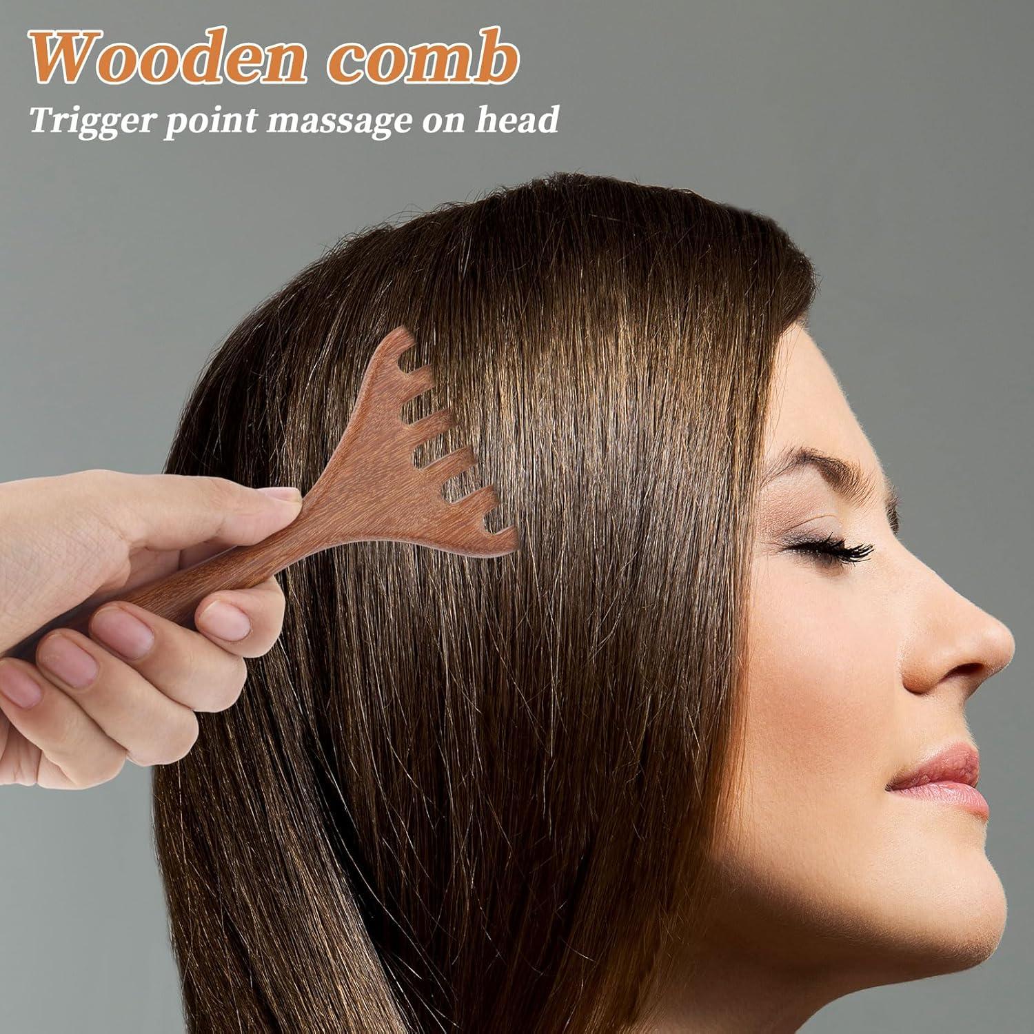 Masajeador de Cuero Cabelludo de Madera BOXOB - 2 Piezas