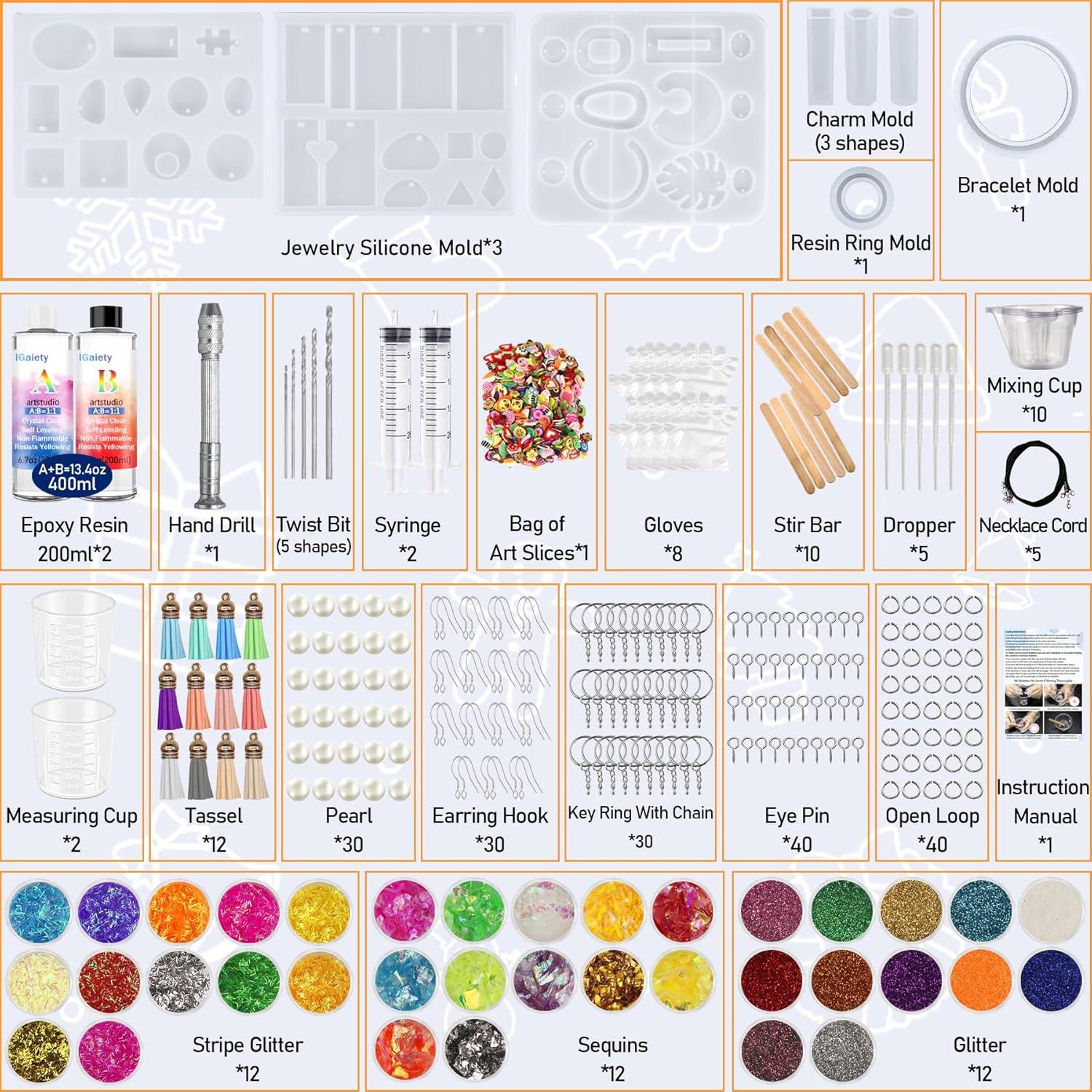 Kit de Resina IGaiety para Joyería - 278 Piezas, Moldes y Accesorios