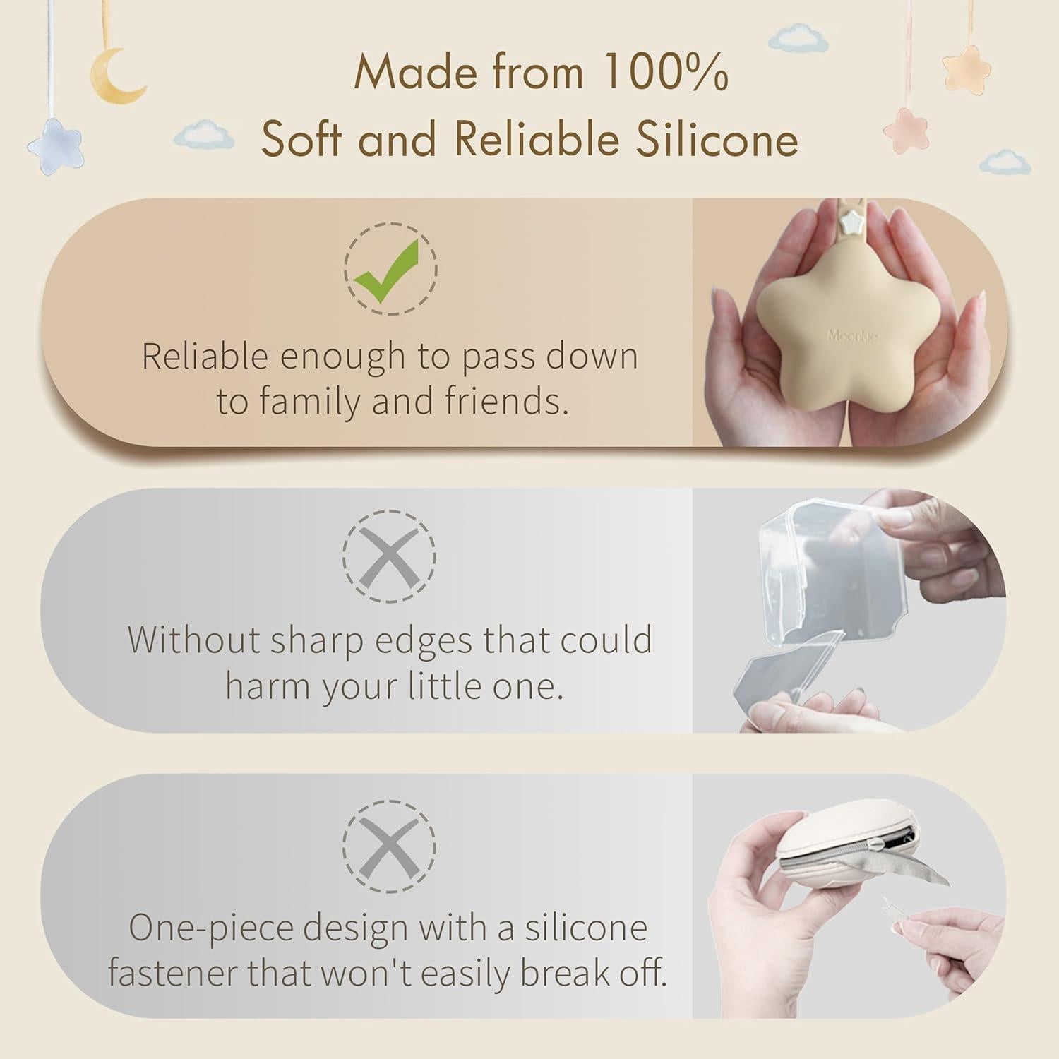 Estuche Porta Chupetes Moonkie Silicona 2 Piezas Rosa Lila