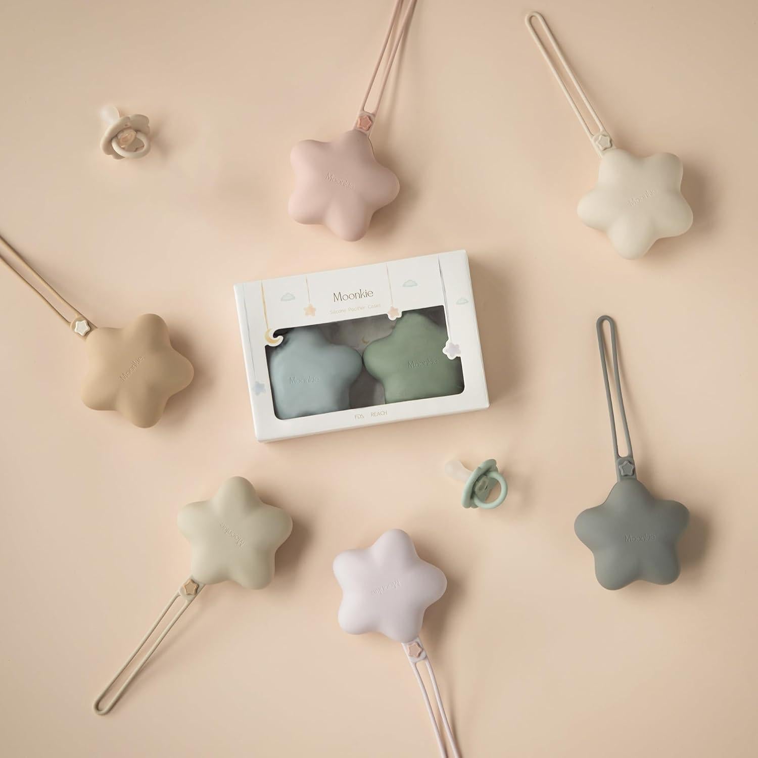 Estuche Porta Chupetes Moonkie Silicona 2 Piezas Rosa Lila