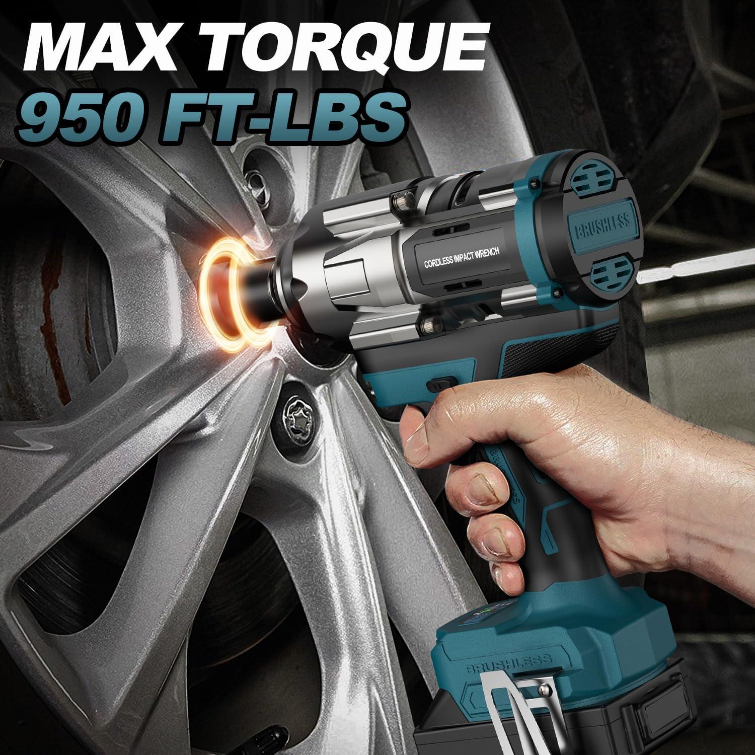 Llave de Impacto Inalámbrica YEARTOP 18V 1/2" 1200 N.m LED