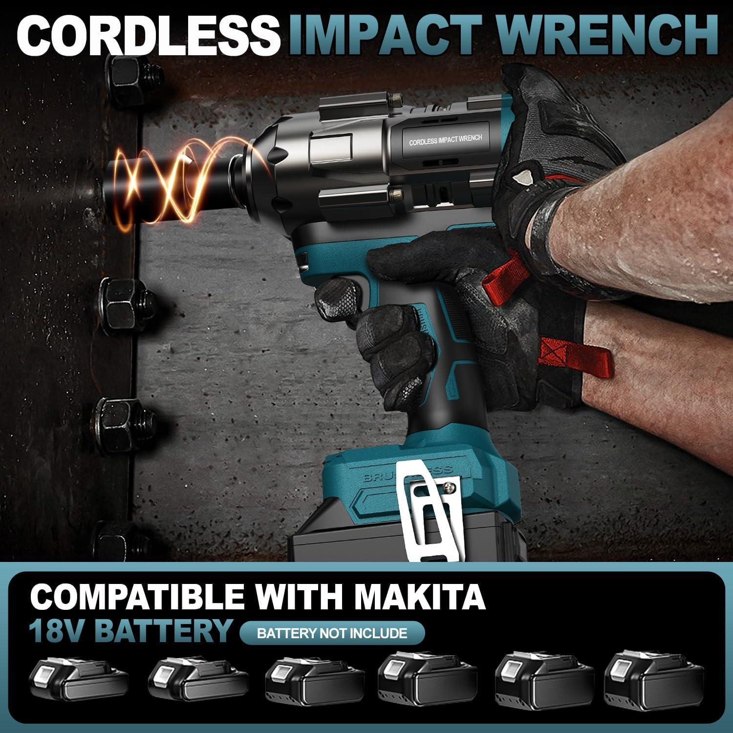 Llave de Impacto Inalámbrica YEARTOP 18V 1/2" 1200 N.m LED