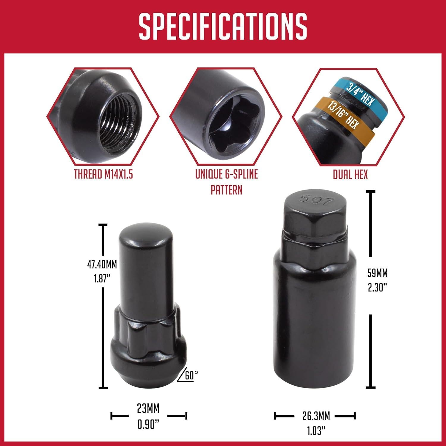 Cerraduras de Rueda Partes de Accesorios M14x1.5 4 Piezas