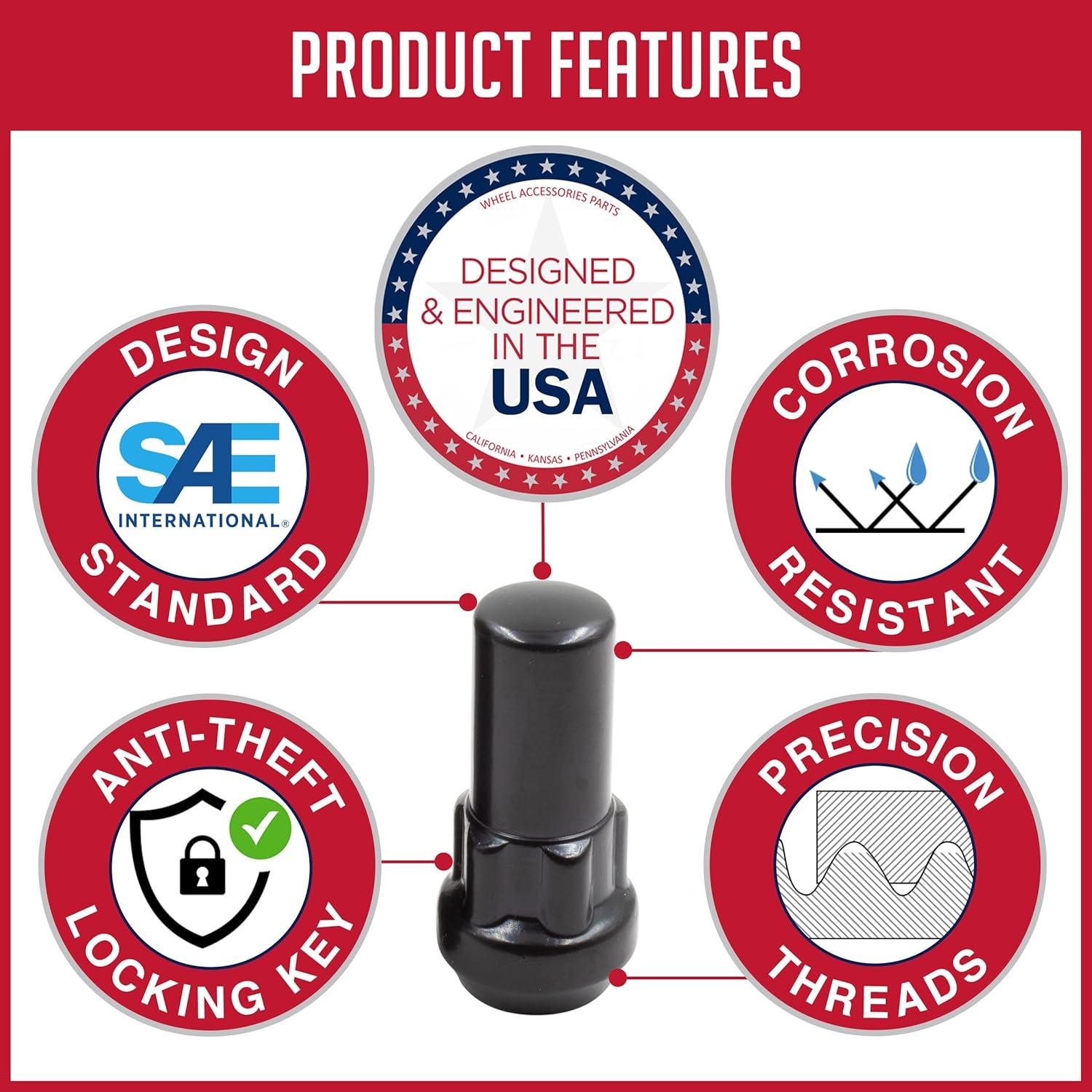 Cerraduras de Rueda Partes de Accesorios M14x1.5 4 Piezas