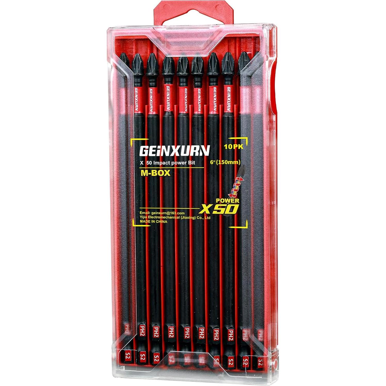 Juego de Puntas Phillips #2 10 Piezas 15.24 cm Acero S2 GEINXURN