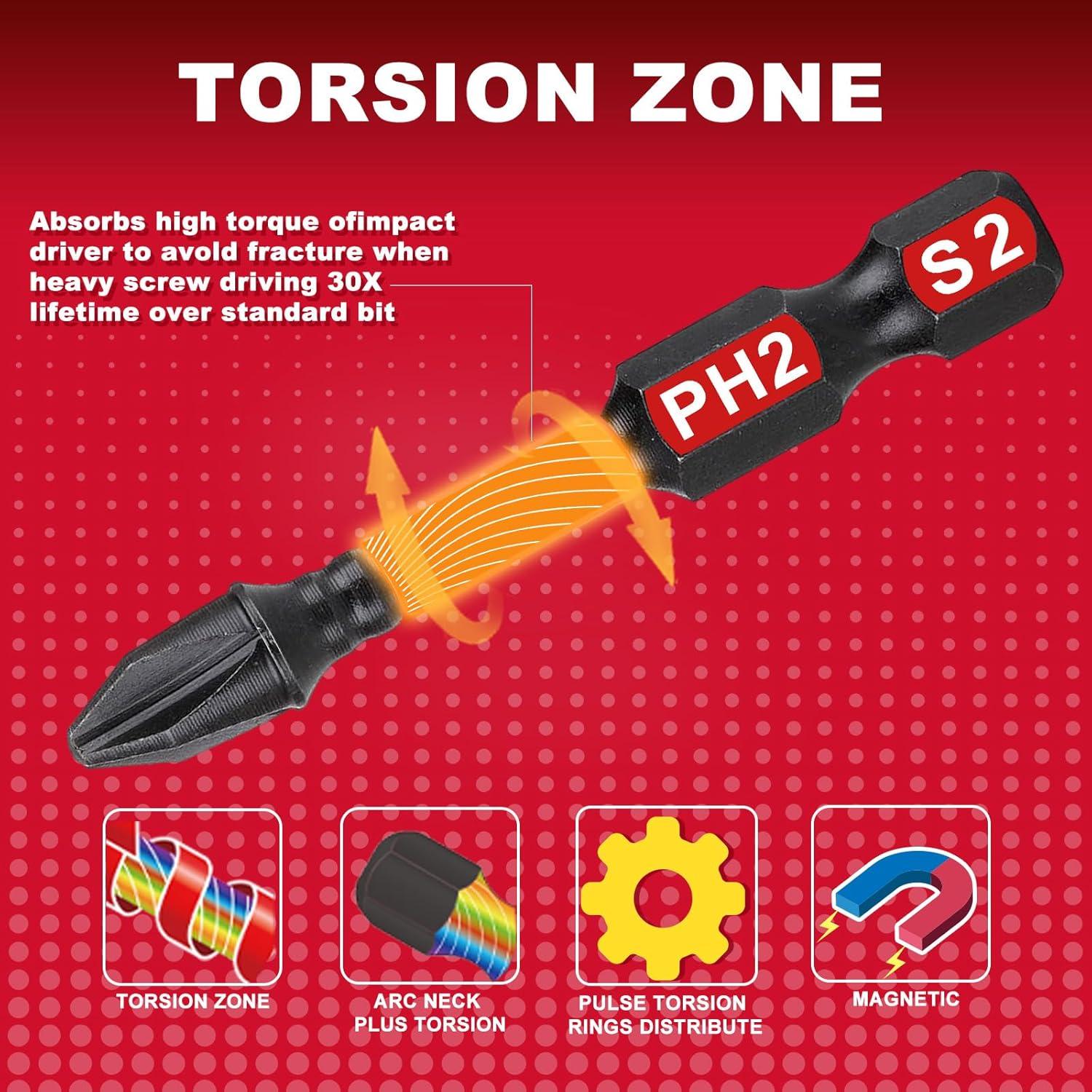 Juego de Puntas Phillips #2 10 Piezas 15.24 cm Acero S2 GEINXURN