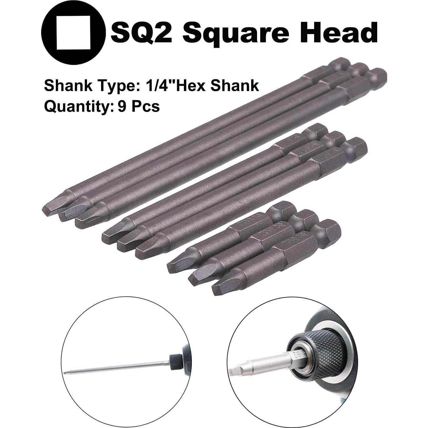 Juego de Puntas de Destornillador Magnéticas Rocaris SQ2 9 Pzs