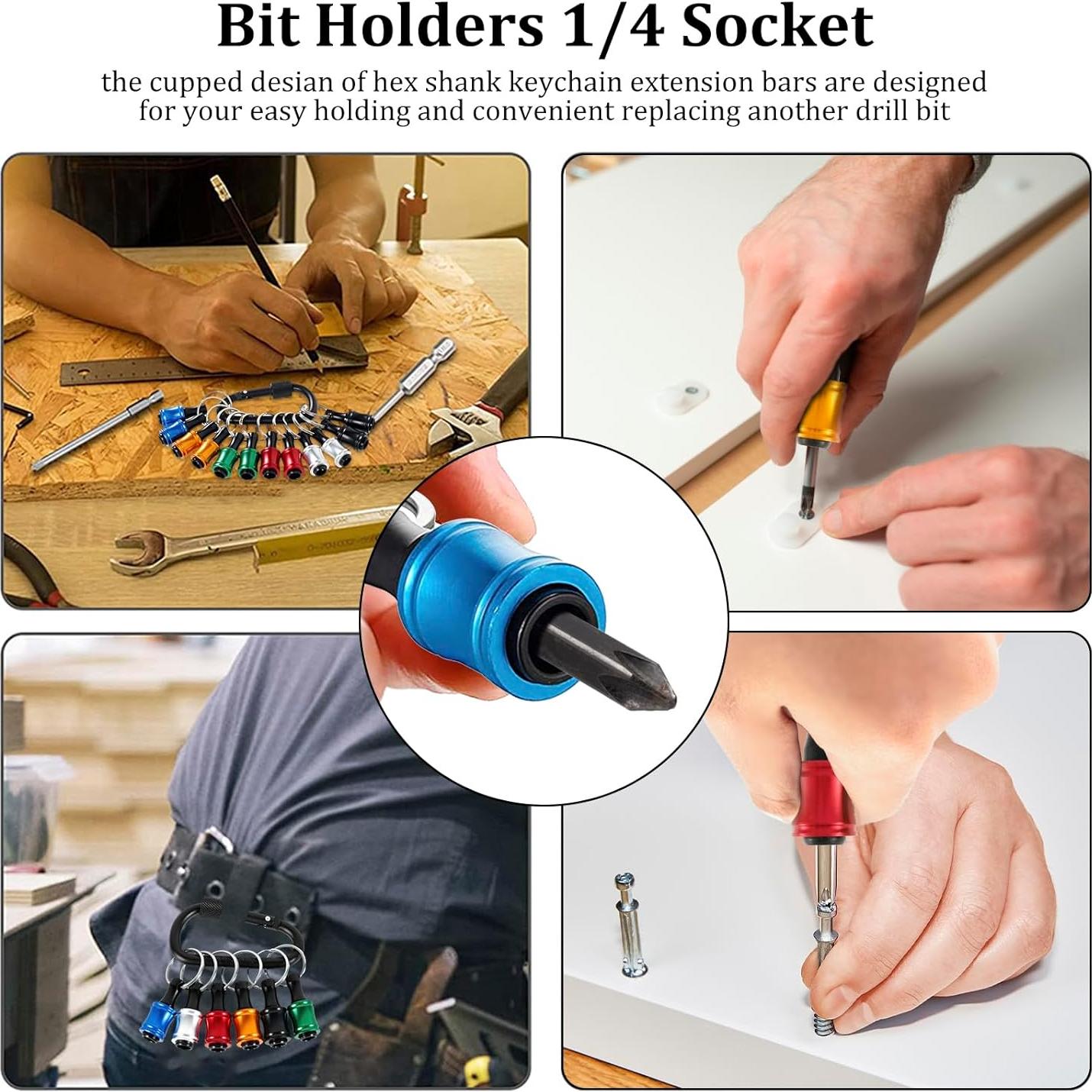 Soporte de Bits de Taladro 1/4" QUHUAMAO con Carabinero