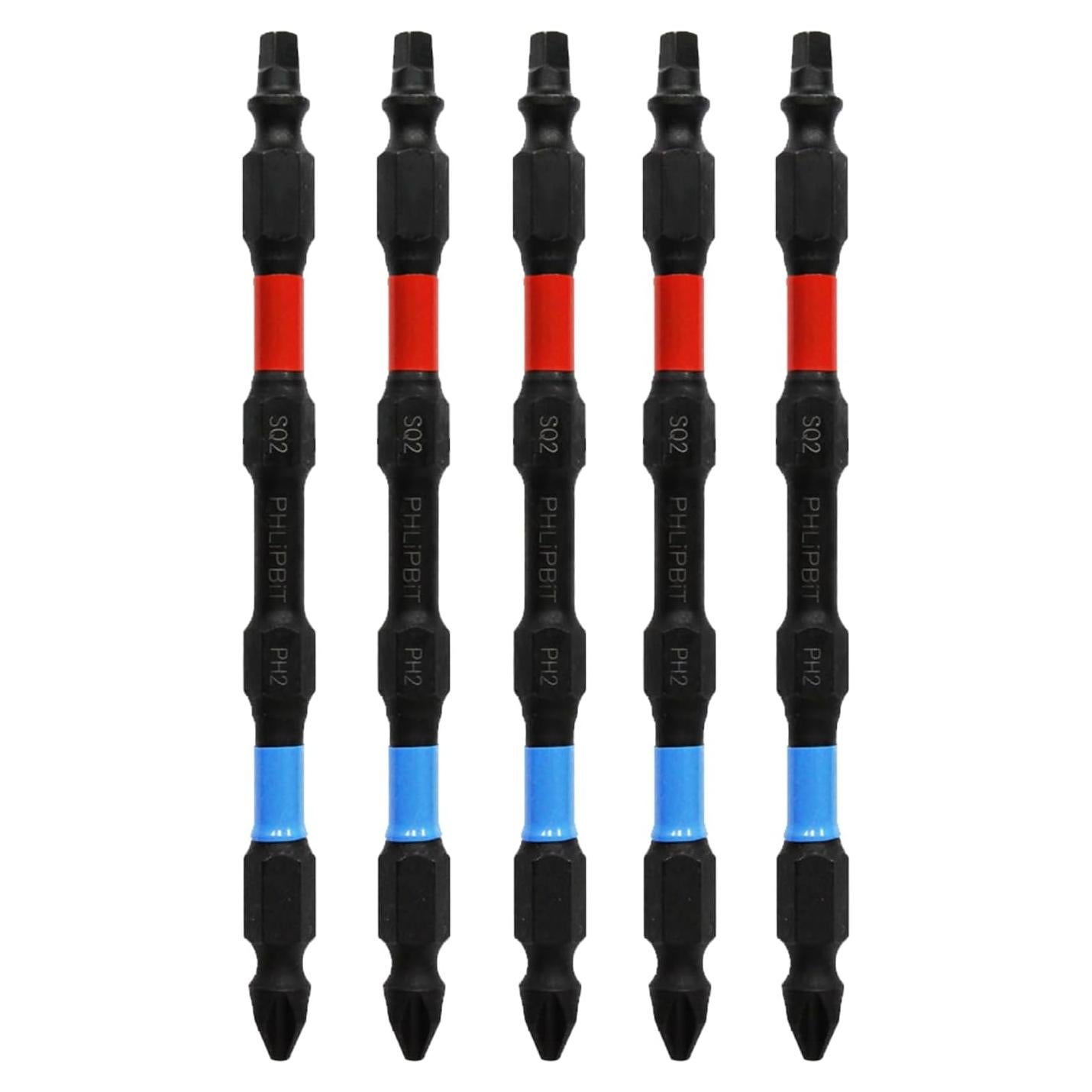 Bit Doble Extremo PHLiPBiT SQ2+PH2 4" 5pk Acero S2