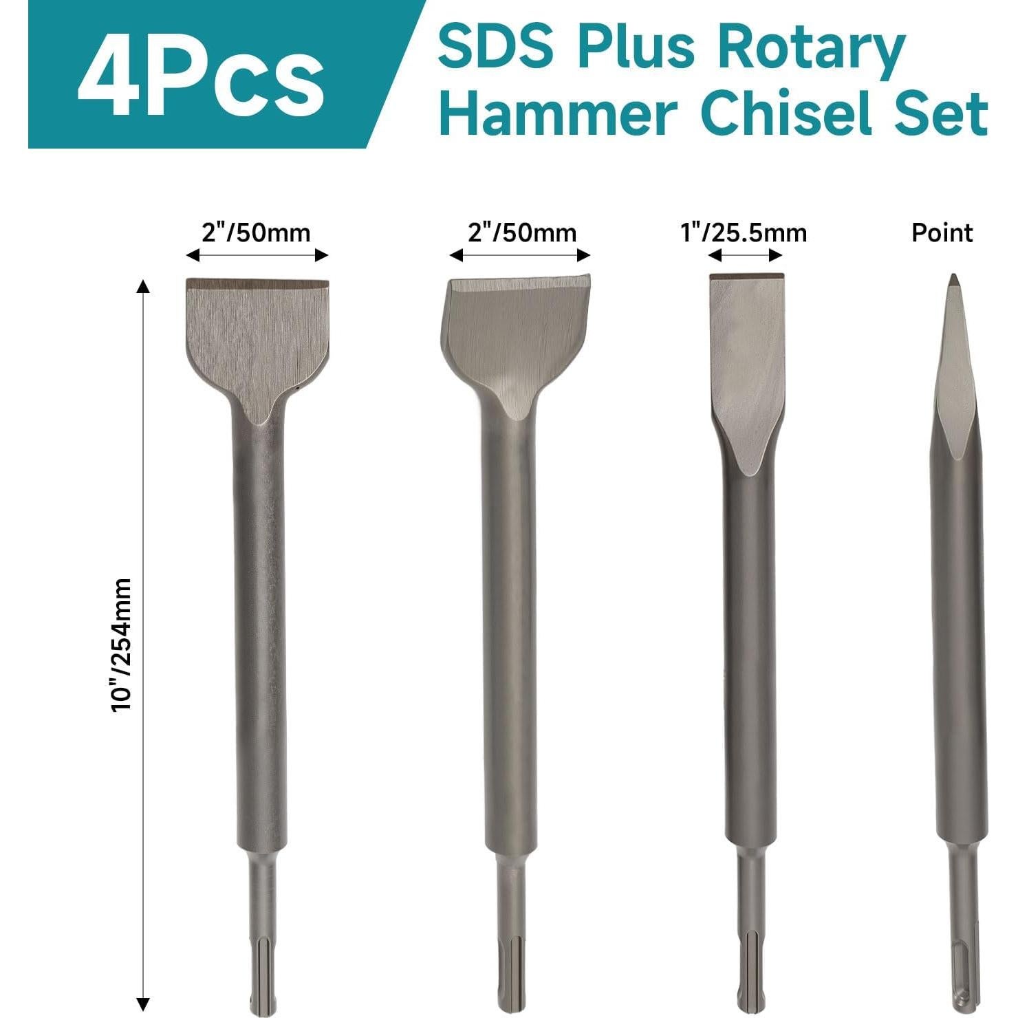 Juego de 4 Cinceles SDS Plus YOSIGHT 25.4 cm Carburo
