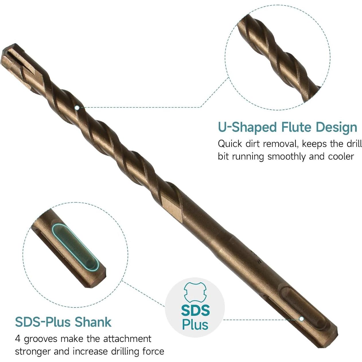 Juego de Brocas SDS Plus 5 Piezas Carburo para Concreto