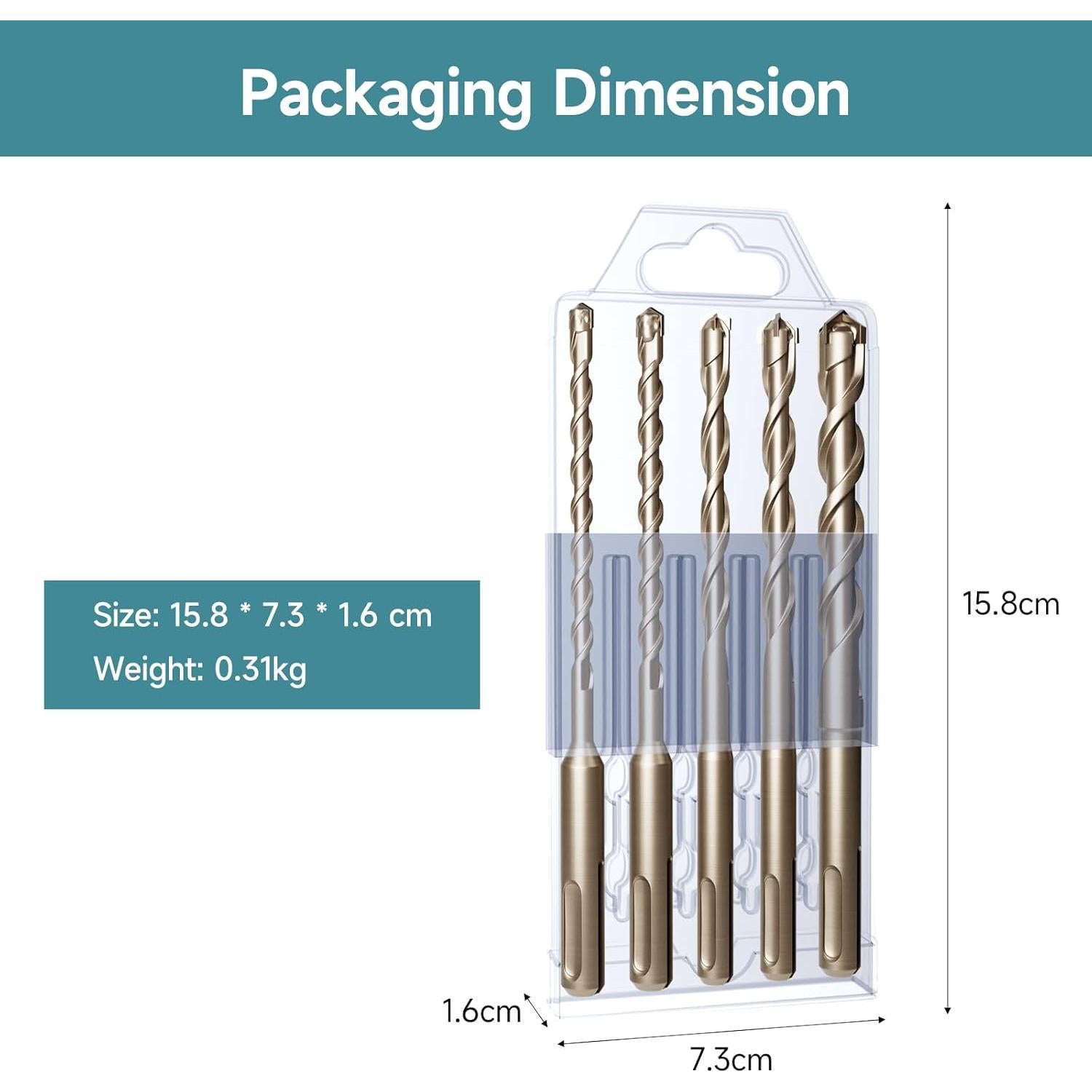 Juego de Brocas SDS Plus 5 Piezas Carburo para Concreto