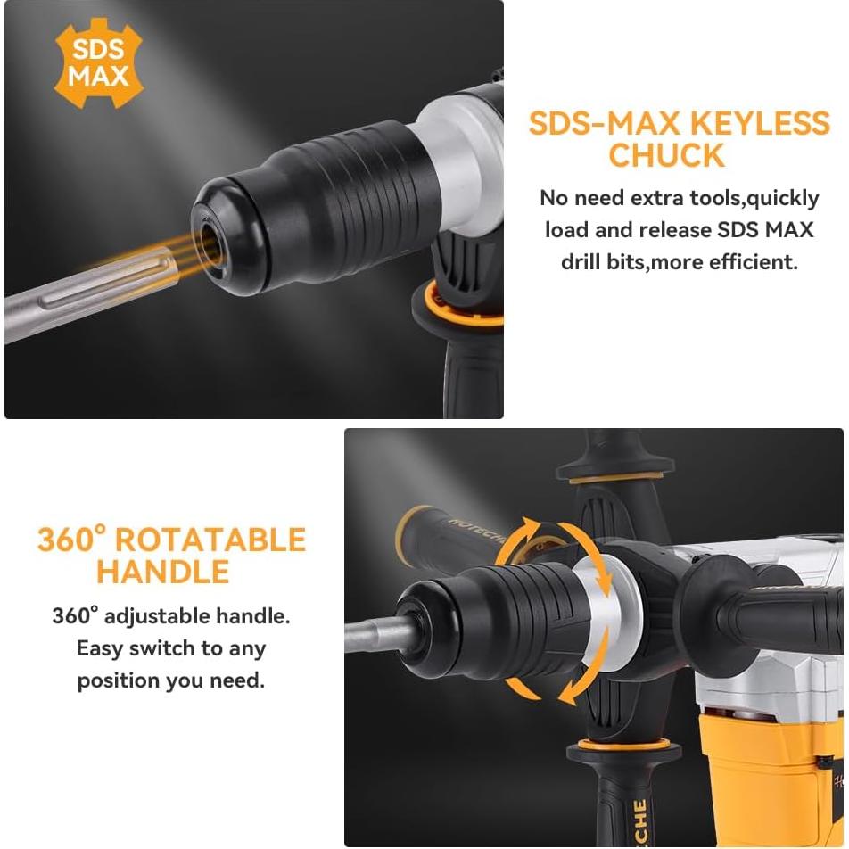 Martillo Rotativo Hoteche SDS Max 12.5A 3 Funciones 10.1kg