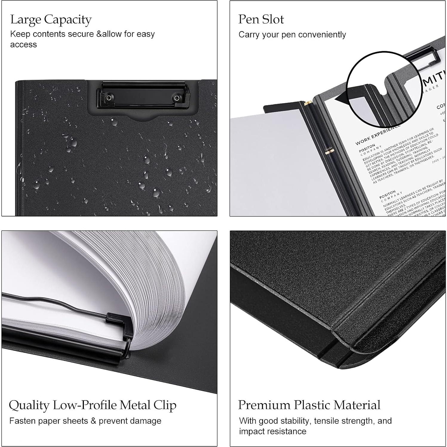 Clipboard Plegable A4 Tomorotec Negro con Soporte para Bolígrafo